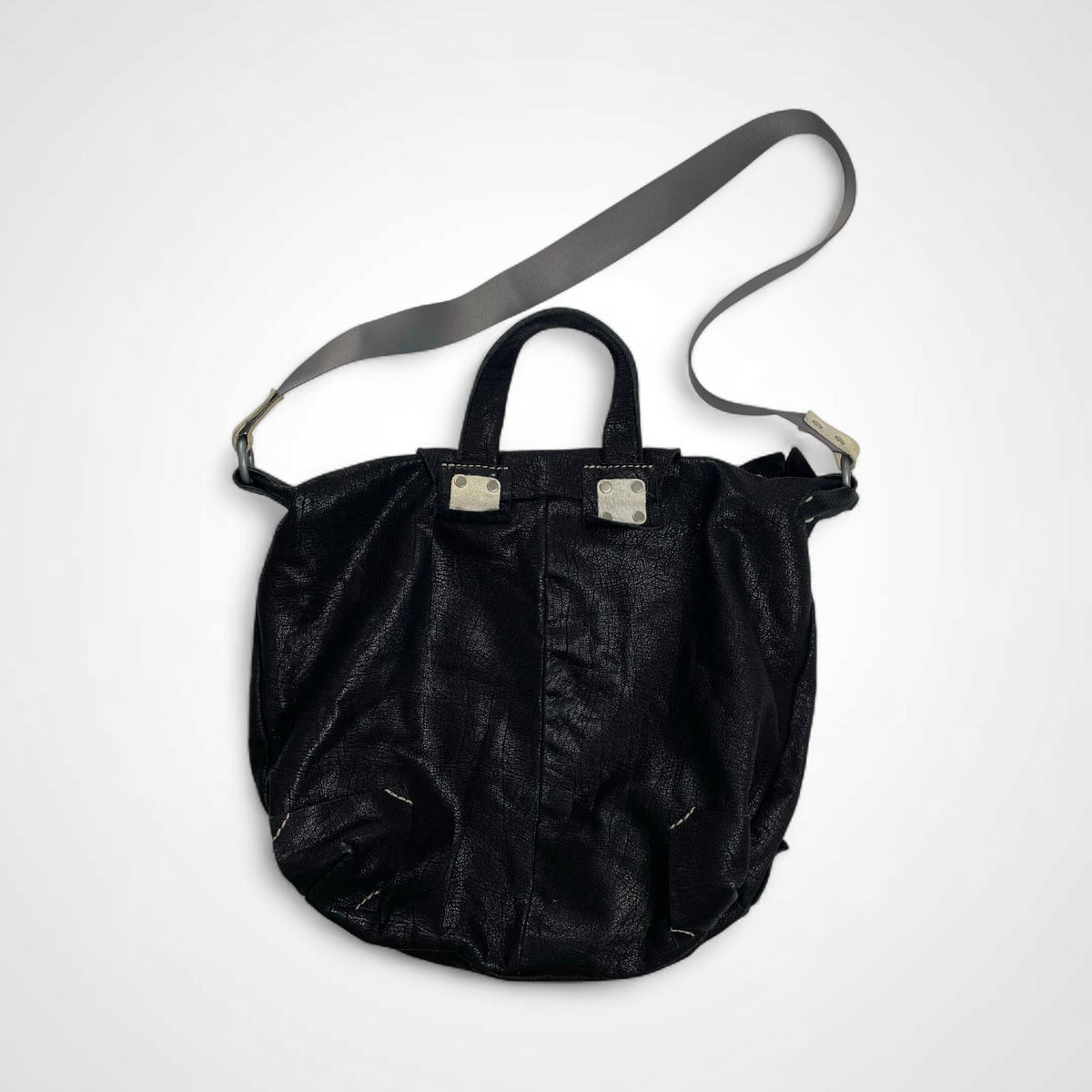 m'appazza イタリアデザイナーズ / シュリンクレザー ショルダーバッグ MADE IN ITALY 参考定価：100,000程度