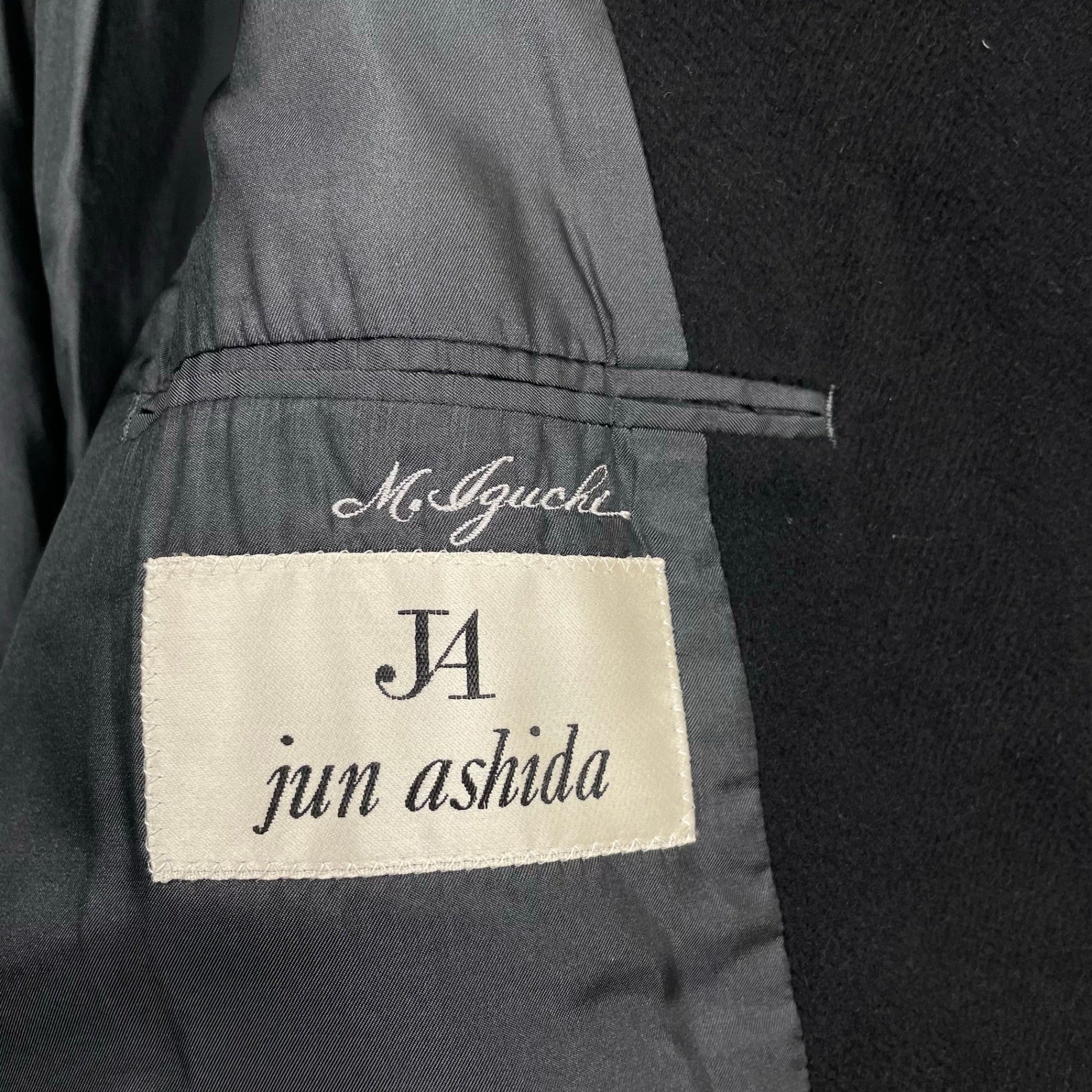 jun ashida ジュン アシダ / VINTAGE ウール×アンゴラ ダブルブレストワイドコート ブラック 参考定価：150,000程度 SIZE：L