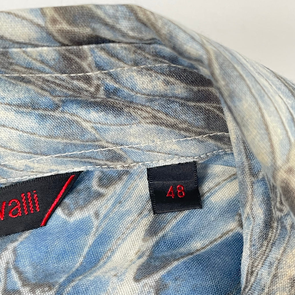 roberto cavalli / パイソン＆フェザー柄切替シャツ 参考定価：100,000程度 SIZE:48