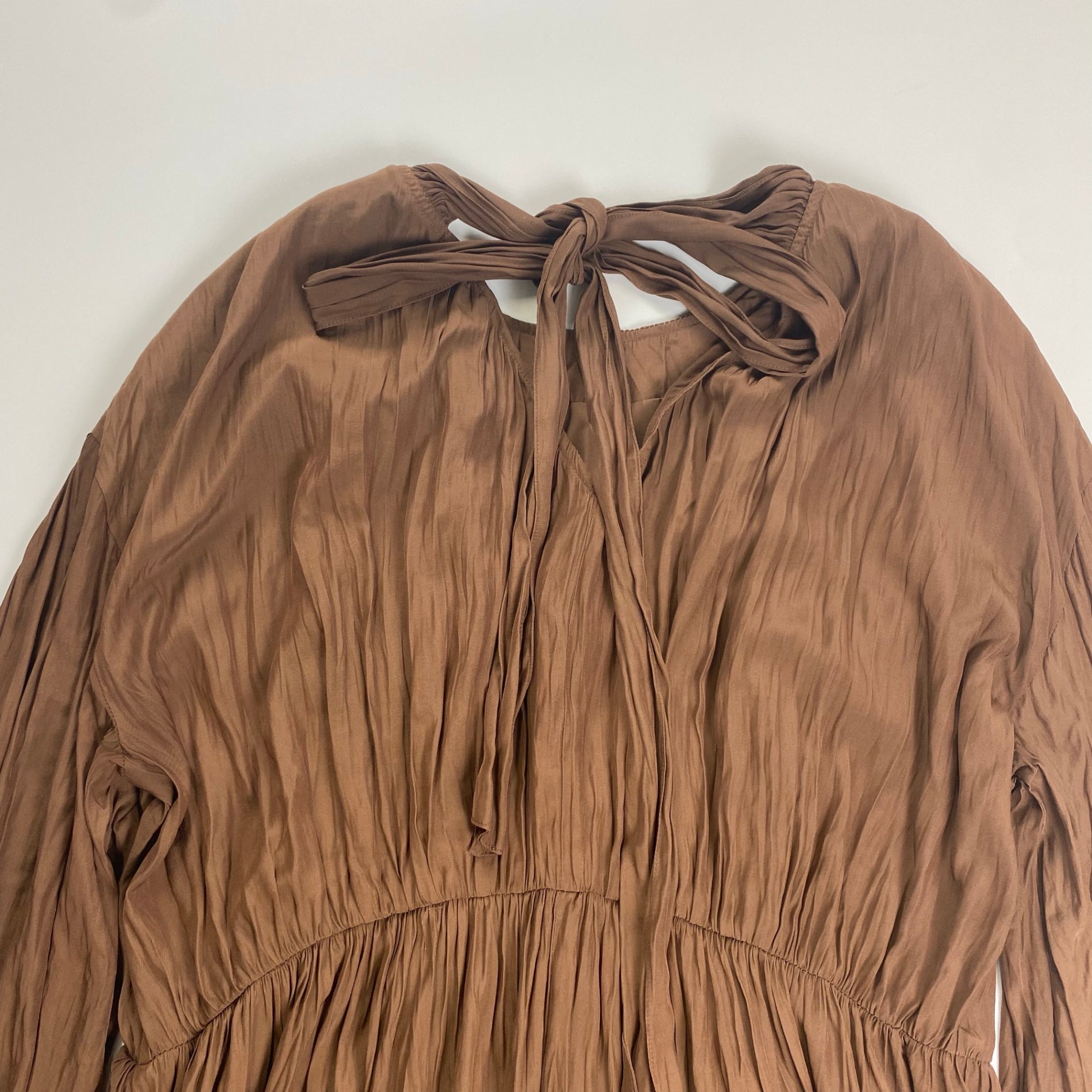 Mila owen ミラオーエン / バックリボンギャザーワンピース ブラウン 参考定価：12,200+tax SIZE:1