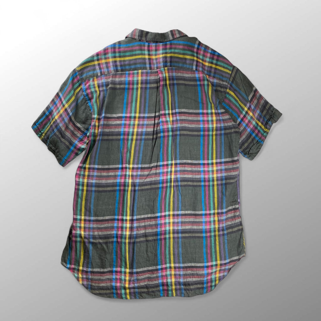 VINTAGE LANVIN PARIS ランバン パリ / リネン100％ チェック柄 ヴィンテージ シャツ MADE IN ITALY SIZE：L