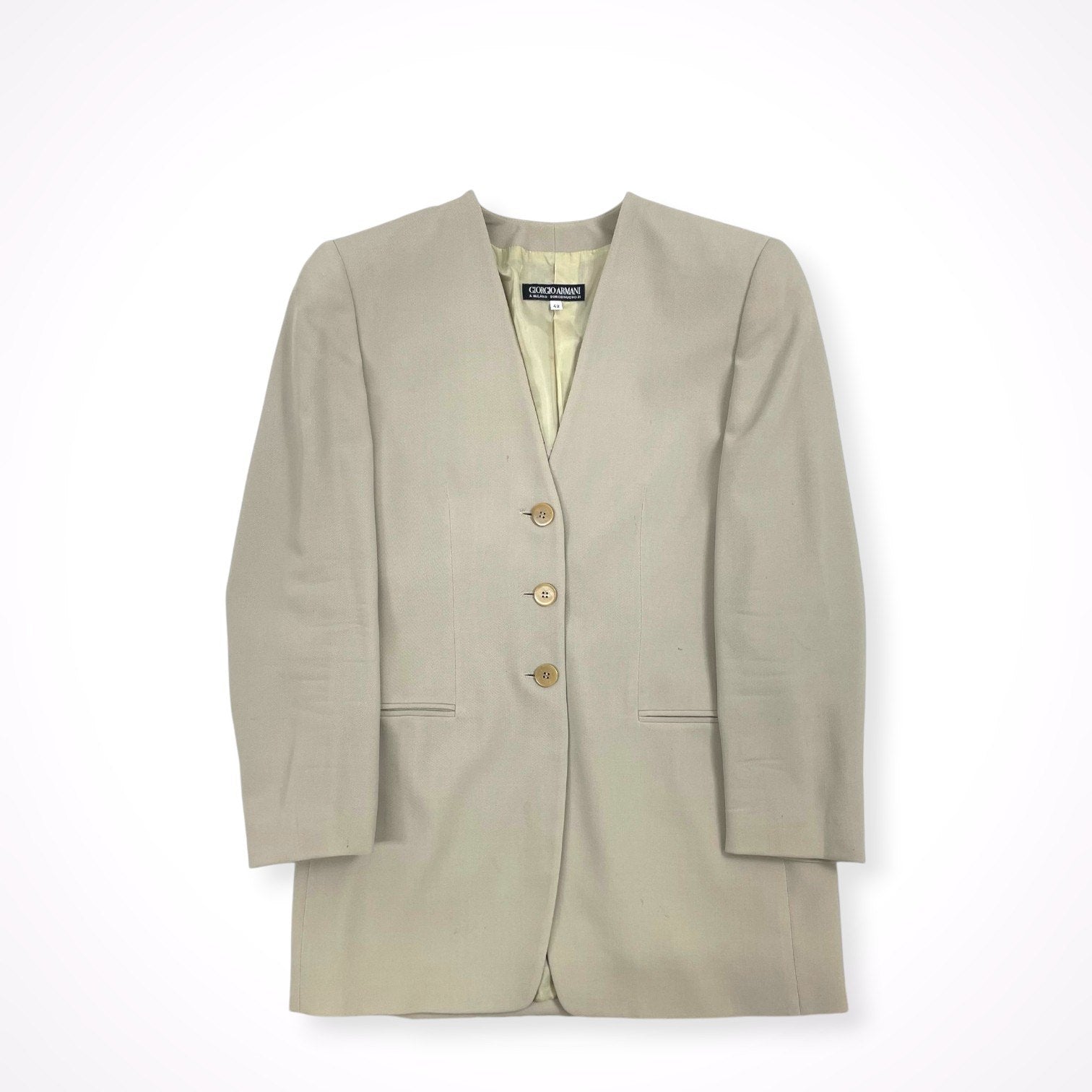 GIORGIO ARMANI / ヴィンテージノーカラージャケット BORGO21製 SIZE:42