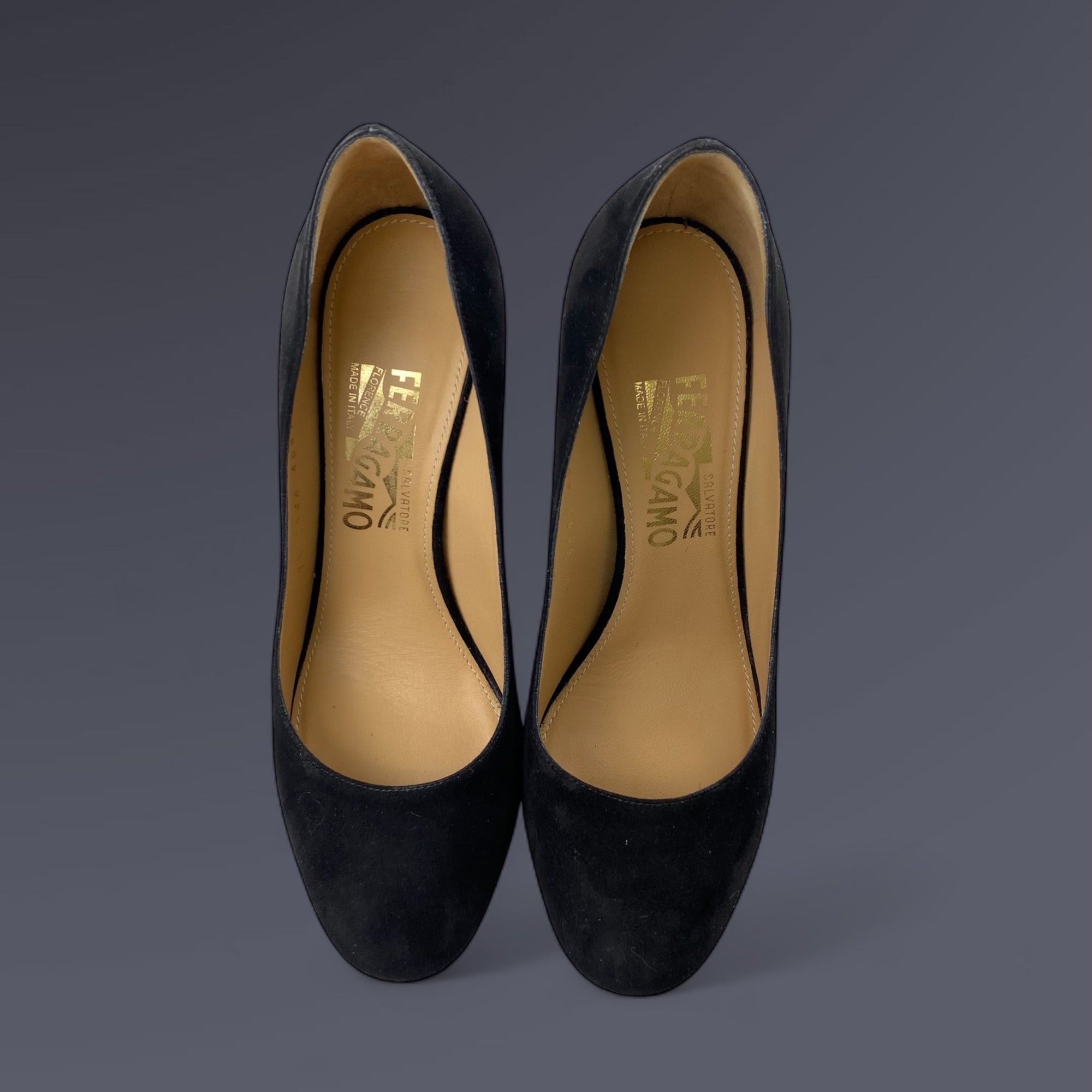 SALVATORE FERRAGAMO サルバトーレ フェラガモ / ヌバック ヒール パンプス SIZE:6 1/2（24cm程度）