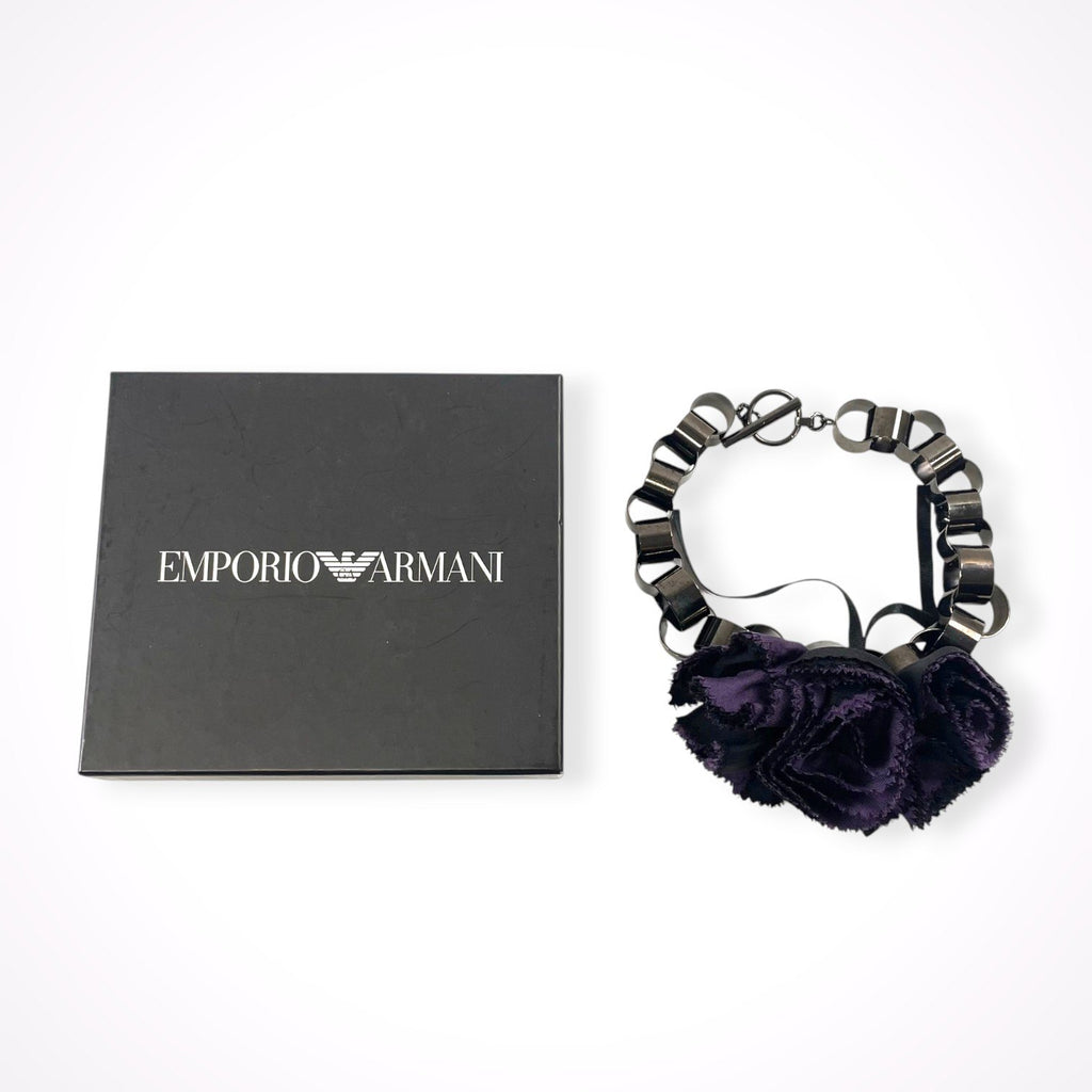 EMPORIO ARMANI / フラワーモチーフ メタルチェーンネックレス 参考定価：50,000程度