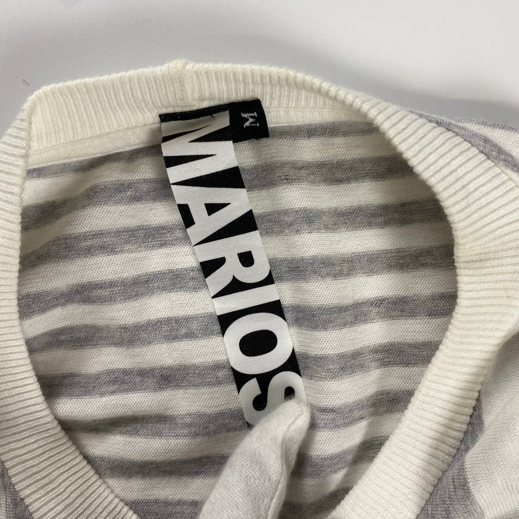 MARIOS マリオス / 変形デザイン ボーダーカットソー ホワイト×ライトグレー イタリアブランド SIZE:M