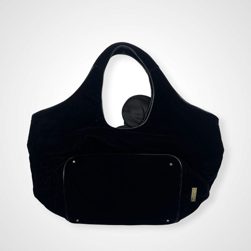 kate spade new york ケイトスペードニューヨーク / ベロアフラワーハンドバッグ ブラック 参考定価：30,000程度