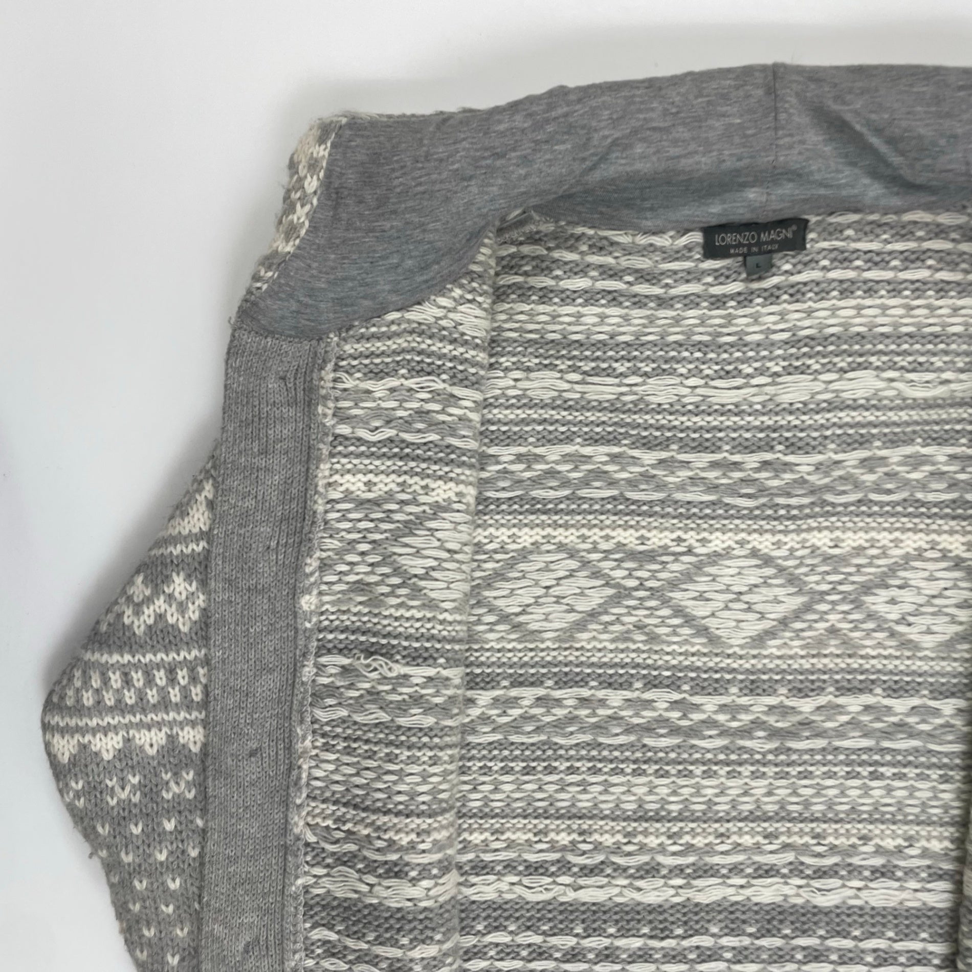 LORENZO MAGNI ロレンツォ マグニ / ノルディックニットパーカー イタリア製 参考定価：26,000程度 SIZE:L