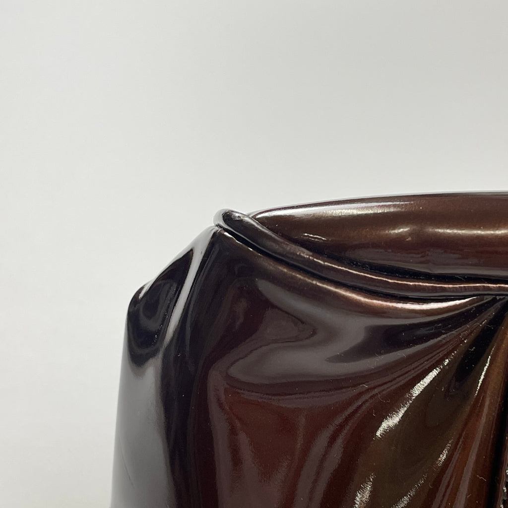 GIORGIO ARMANI ジョルジオ アルマーニ / パテントレザー ギャザードハンドバッグ がま口 YGW559 ブロンズ