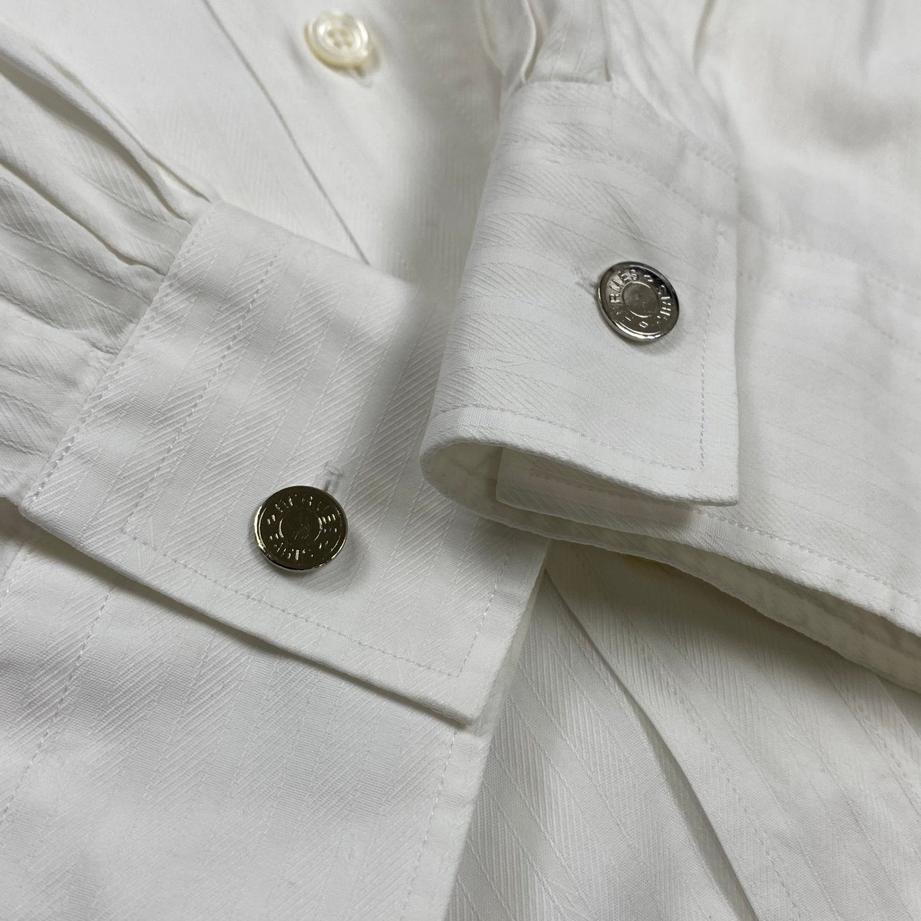 HERMES エルメス / ドビーストライプ シャツ セリエボタン MADE IN FRANCE SIZE:42(L程度)
