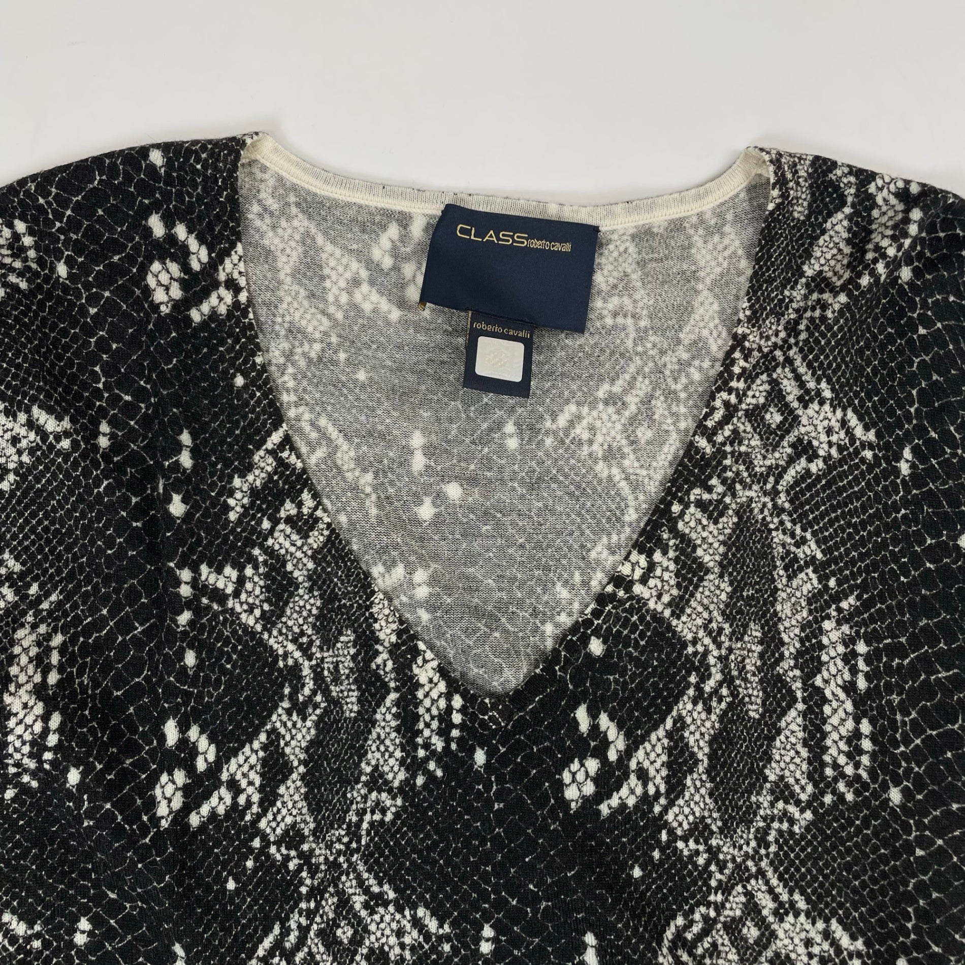 CLASS roberto cavalli / パイソン柄ウールニット  参考定価：60,000程度 SIZE:44