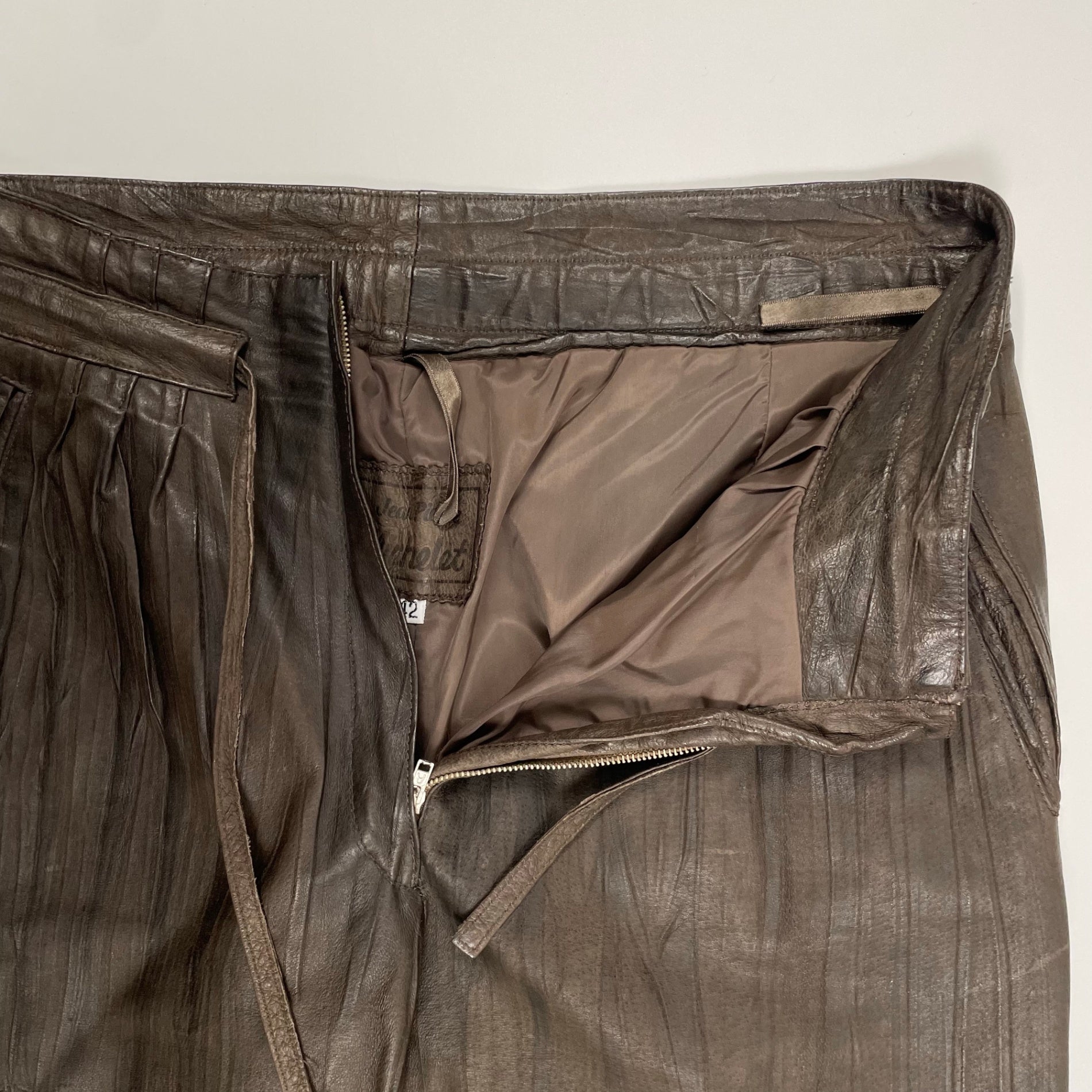 VINTAGE ヴィンテージ / 〈JEAN PIERRE MICHELET〉 再構築デザインストライプレザーパンツ SIZE：42