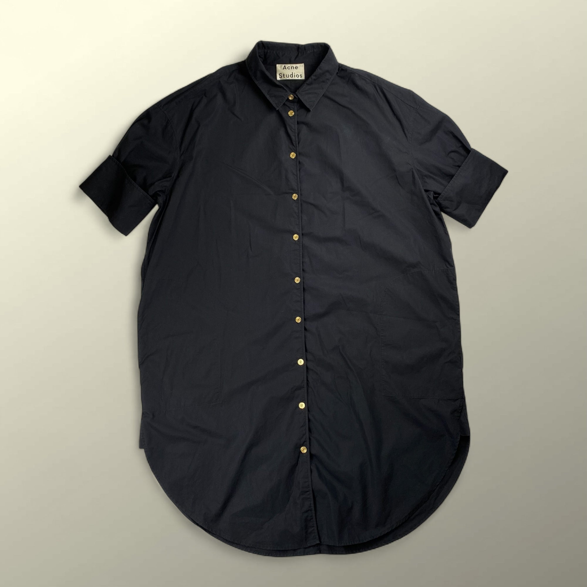 Acne Studios アクネ ストゥディオズ / ビッグシルエットシャツワンピース コットン100％ 金ボタン 参考定価：39,000+tax SIZE:34