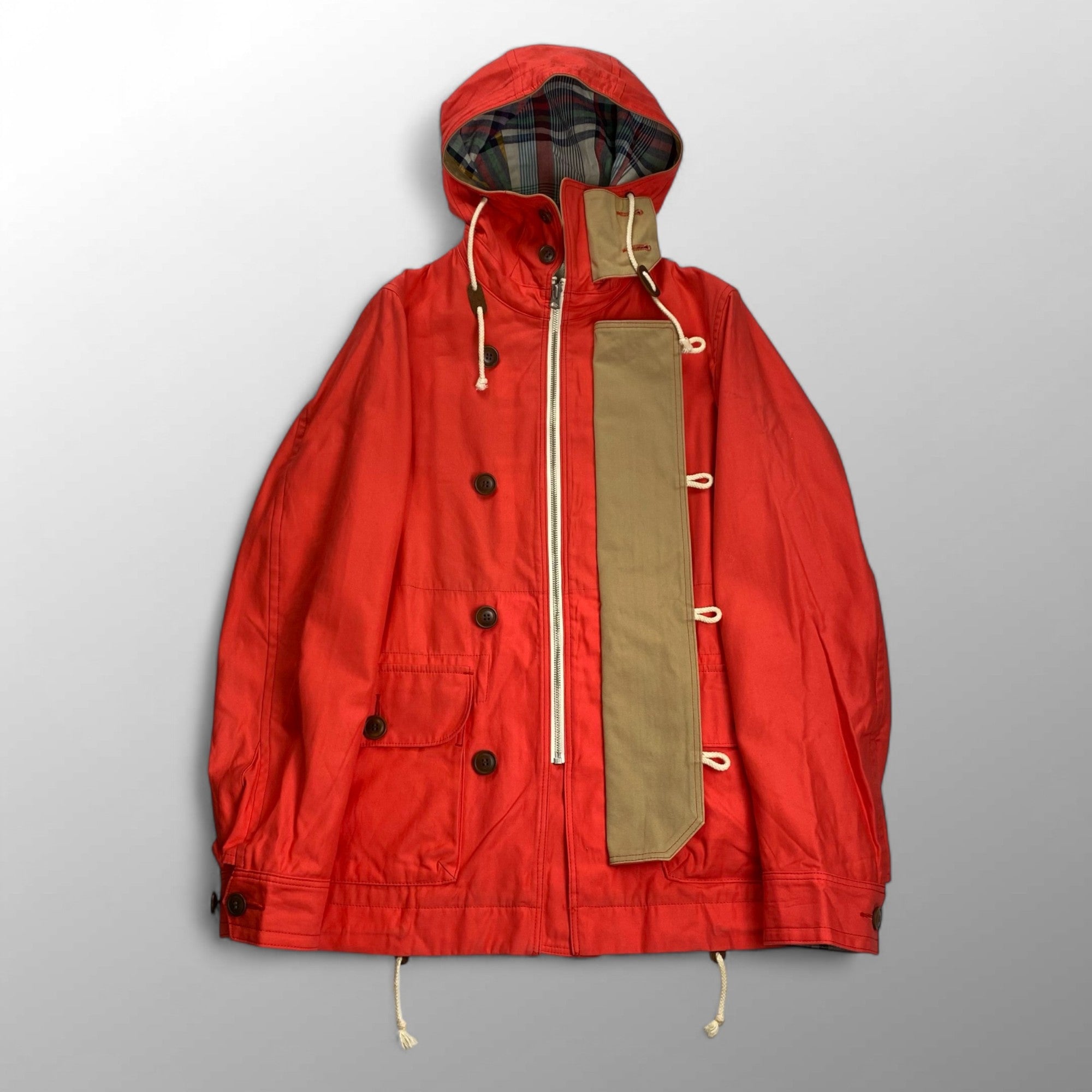 COMME des GARCONS HOMME コムデギャルソン オム / チェックライナー マウンテンパーカー レッド SIZE：XS