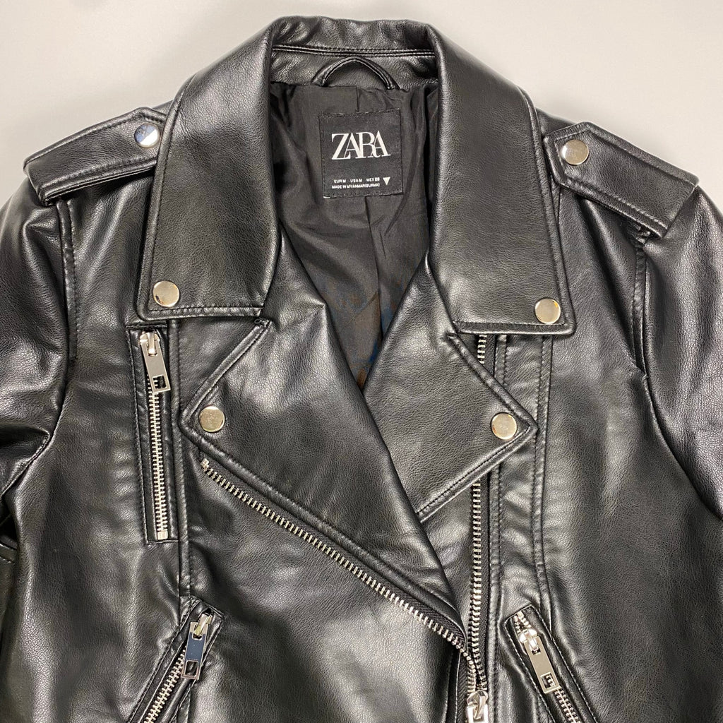 ZARA ザラ / エコレザー ライダースジャケット ブラック SIZE:M