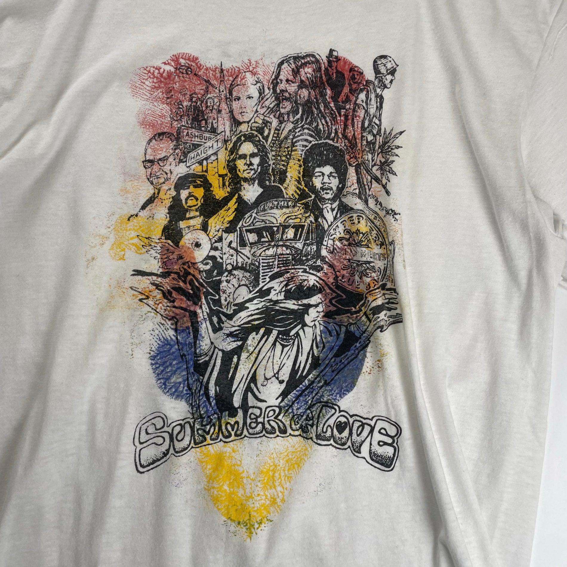 VINTAGE ヴィンテージ / 87年 「SUMMER of LOVE」  20周年記念Tシャツ ヒッピー SIZE:L程度