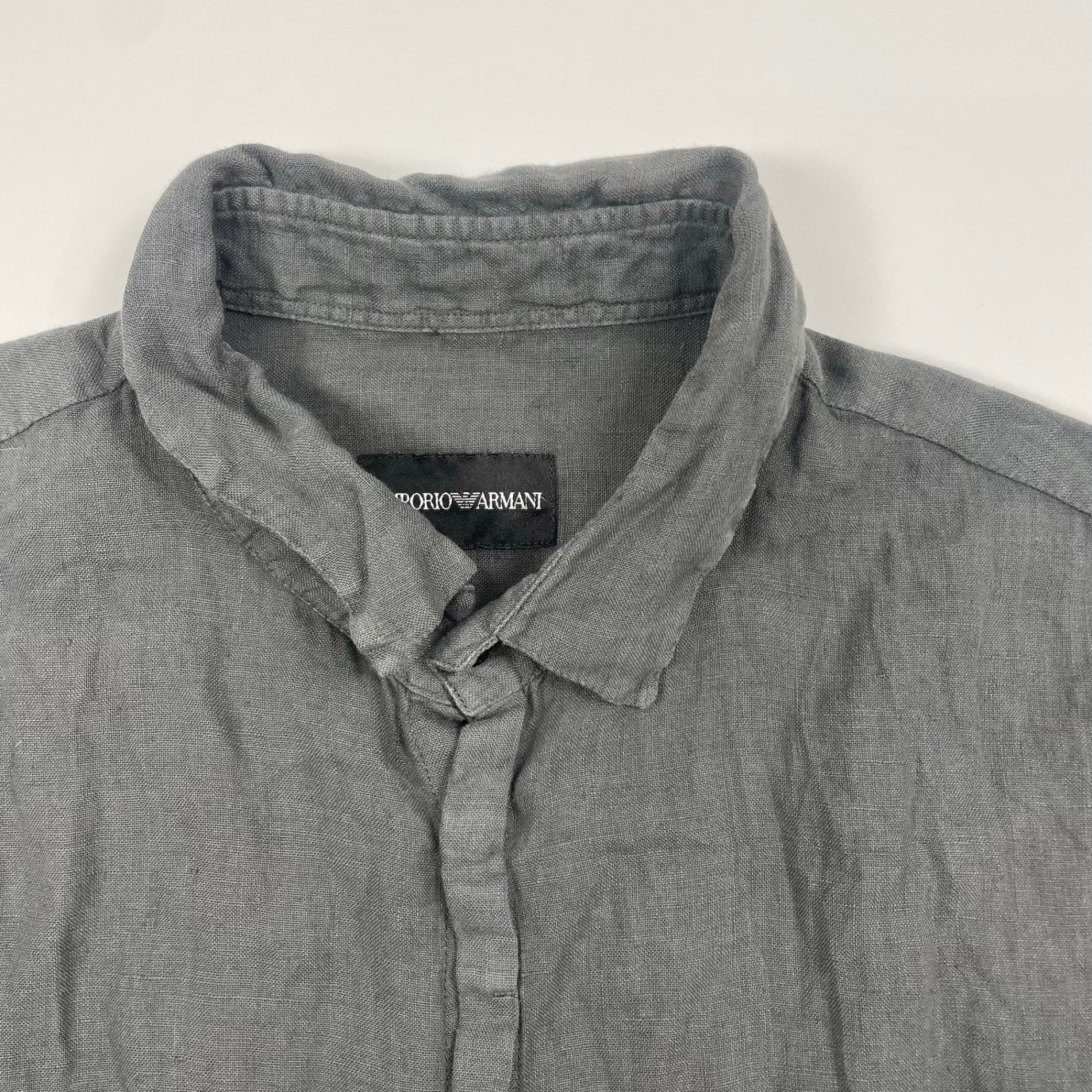 EMPORIO ARMANI エンポリオ アルマーニ / オールドリネンシャツ グレー SIZE：39