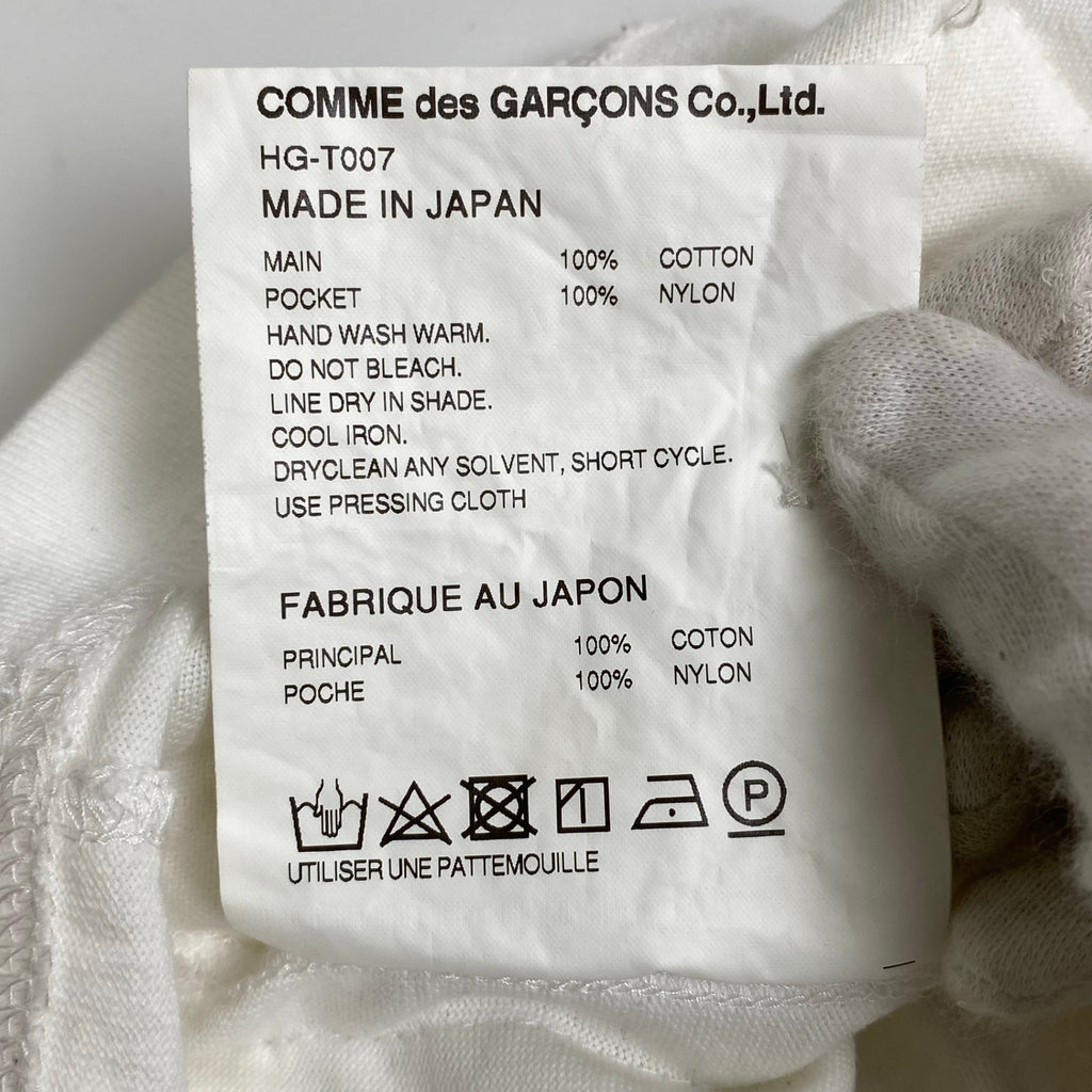 COMME des GARCONS HOMME コムデギャルソンオム / 異素材 フロントポケットTEE Tシャツ ホワイト SIZE:M