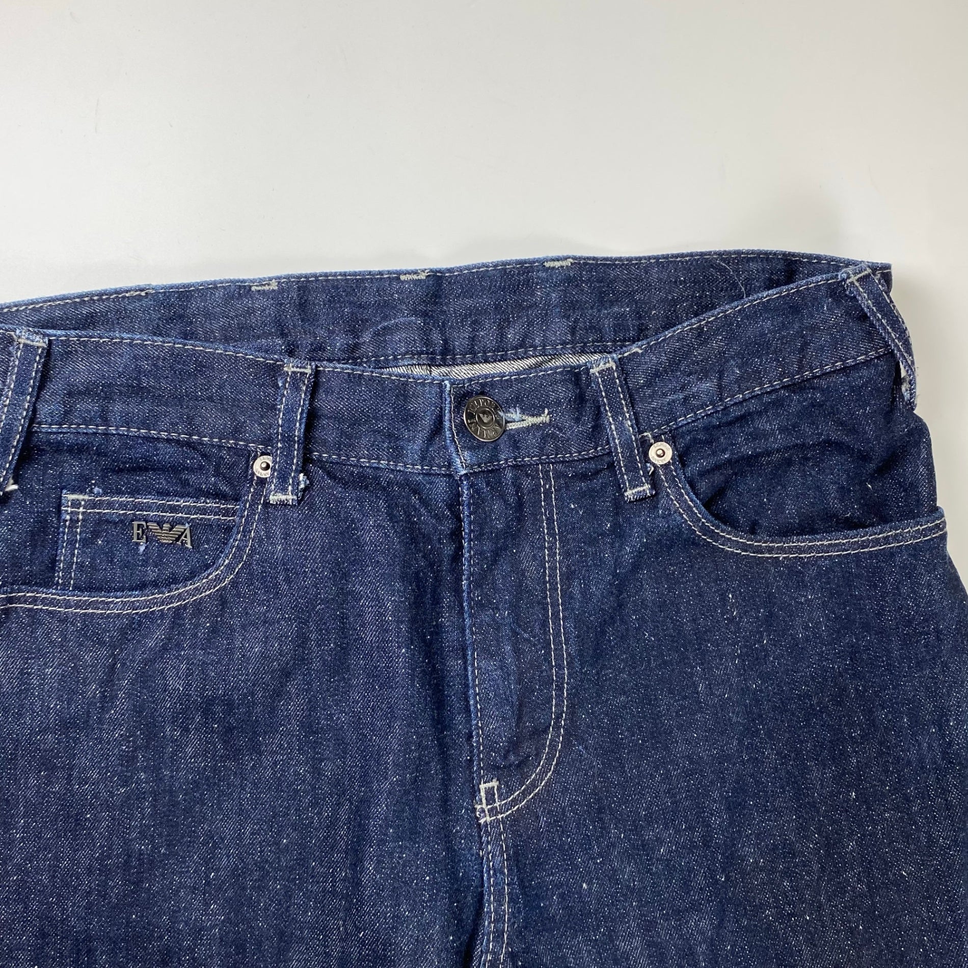 EMPORIO ARMANI エンポリオ アルマーニ / エンブレム デニムパンツ 裾ダブル SIZE：W30