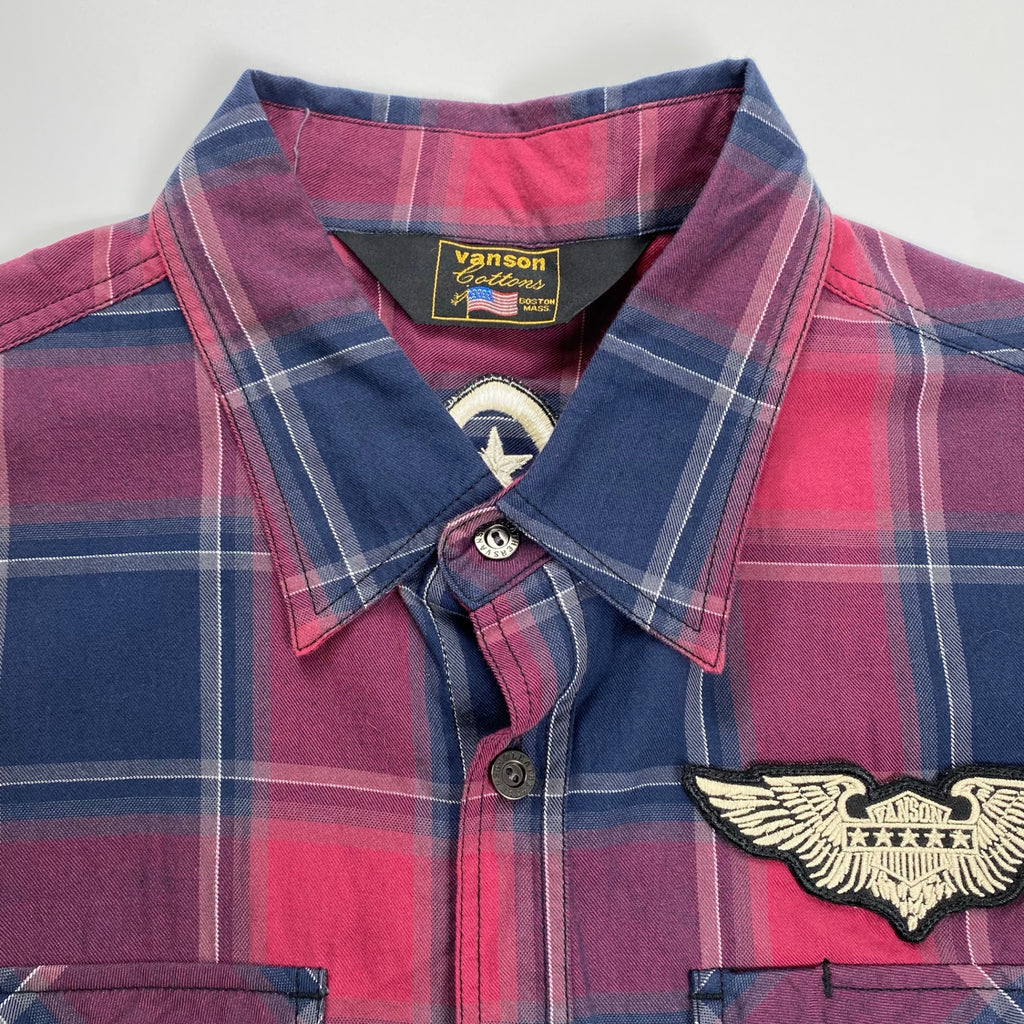 vanson ヴァンソン / スカル＆クロス チェックシャツ SIZE:L