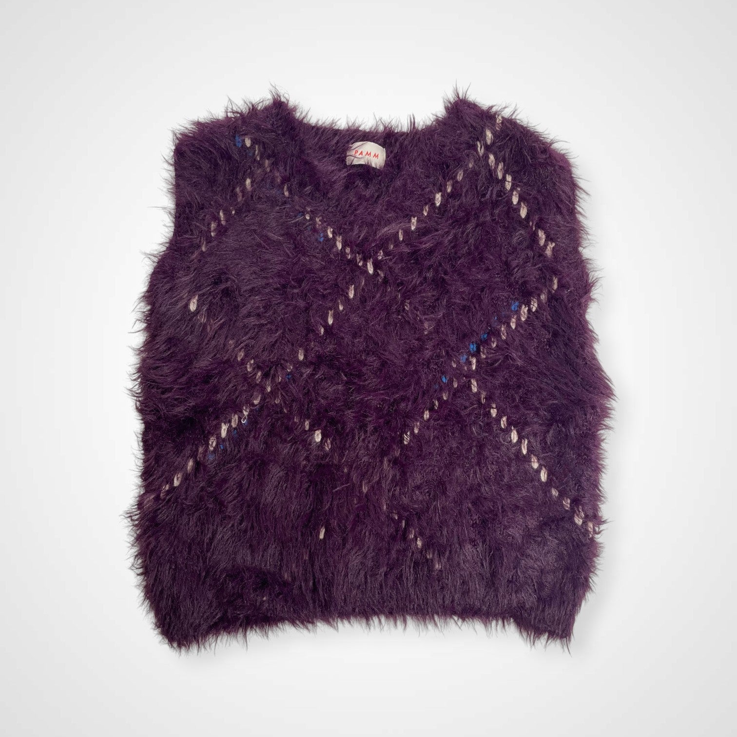 PAMM パム / けものがれのシャギーニットベスト パープル アーガイル SIZE:FREE