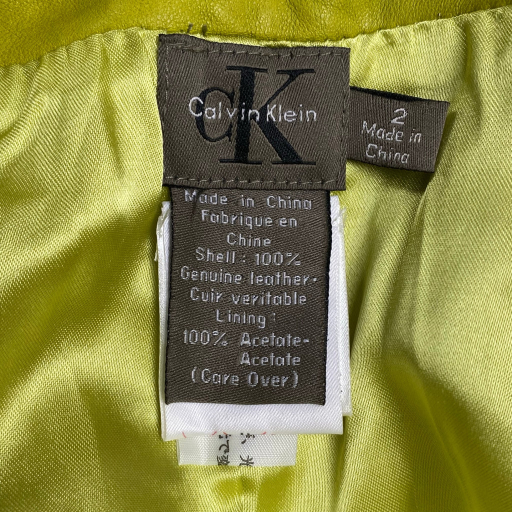 90s ck CALVIN KLEIN カルバンクライン / ヴィンテージ ラムレザーパンツ ピスタチオカラー SIZE：2