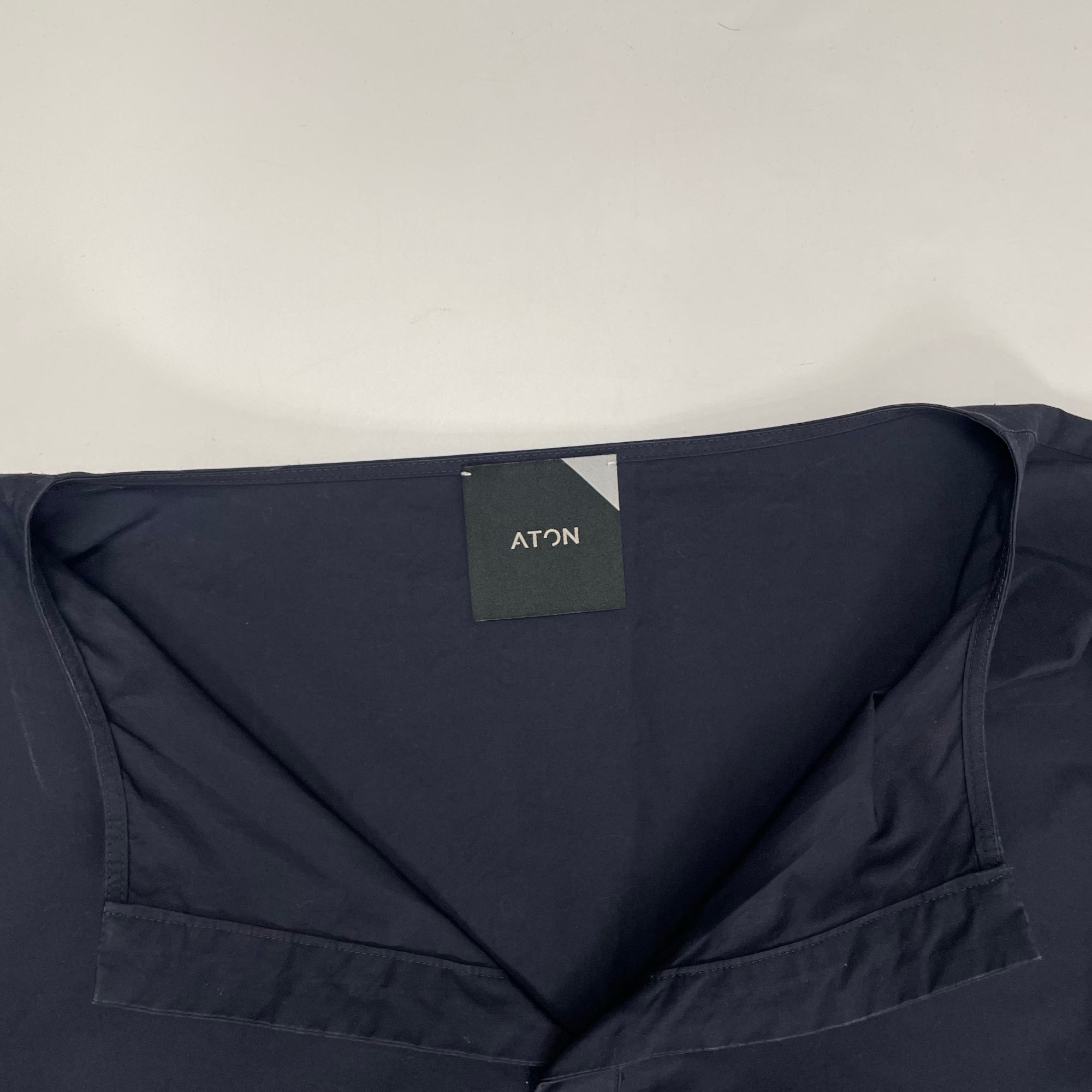 ATON / キーネックコットンワンピース 参考定価：35,000程度 SIZE:2