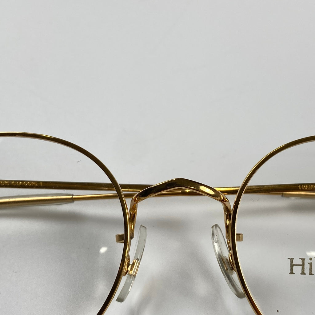 【70年代 デッドストック】 Hilton Classic ヒルトン クラシック / PANTO パント型 アイウェア 伊達メガネ デモレンズ入 K14 ロールドゴールド SIZE:49-20 111