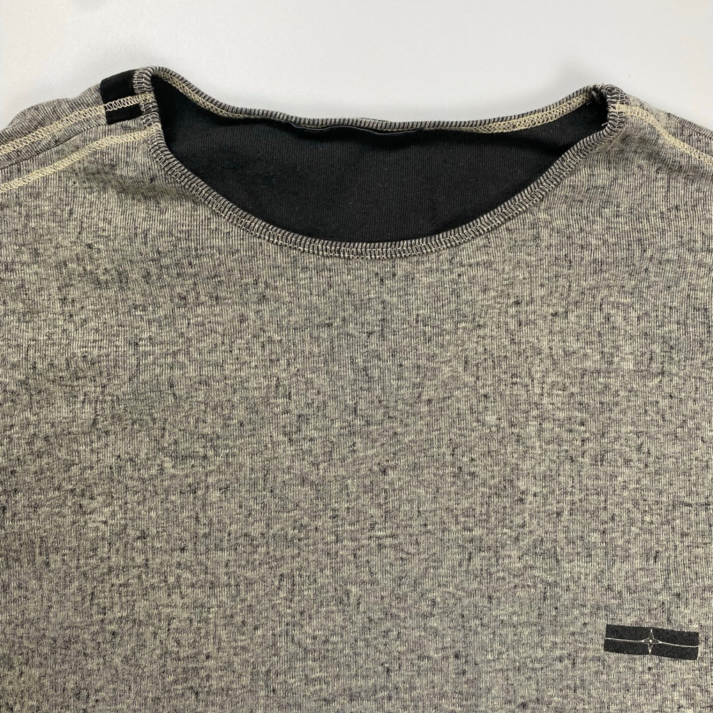 STONE ISLAND denims ストーンアイランド デニム / コットンリネンシームデザインTEE ロゴ グレー×ブラック SIZE:XL