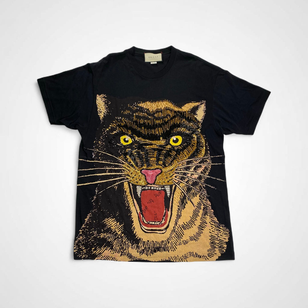 GUCCI グッチ / ヴィンテージ タイガー刺繍 Tシャツ リュネビル刺繍 SIZE:FREE