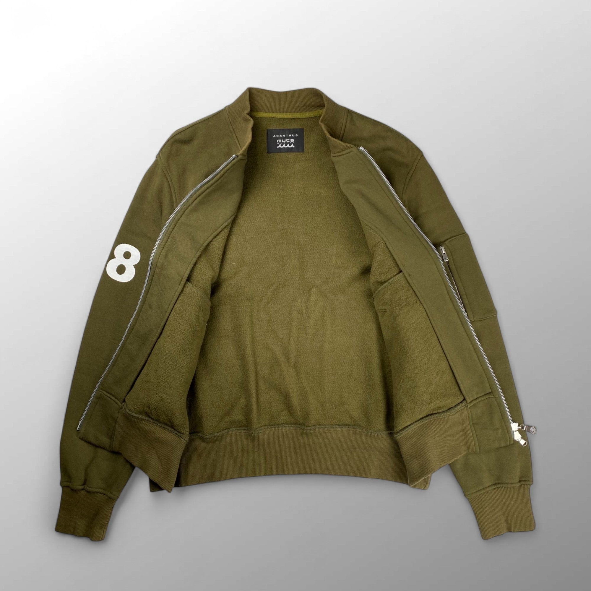 ACANTHUS アカンサス × muta MARINE ムータマリン / コラボ MA-1ジャケット スウェット地 カーキ SIZE:M