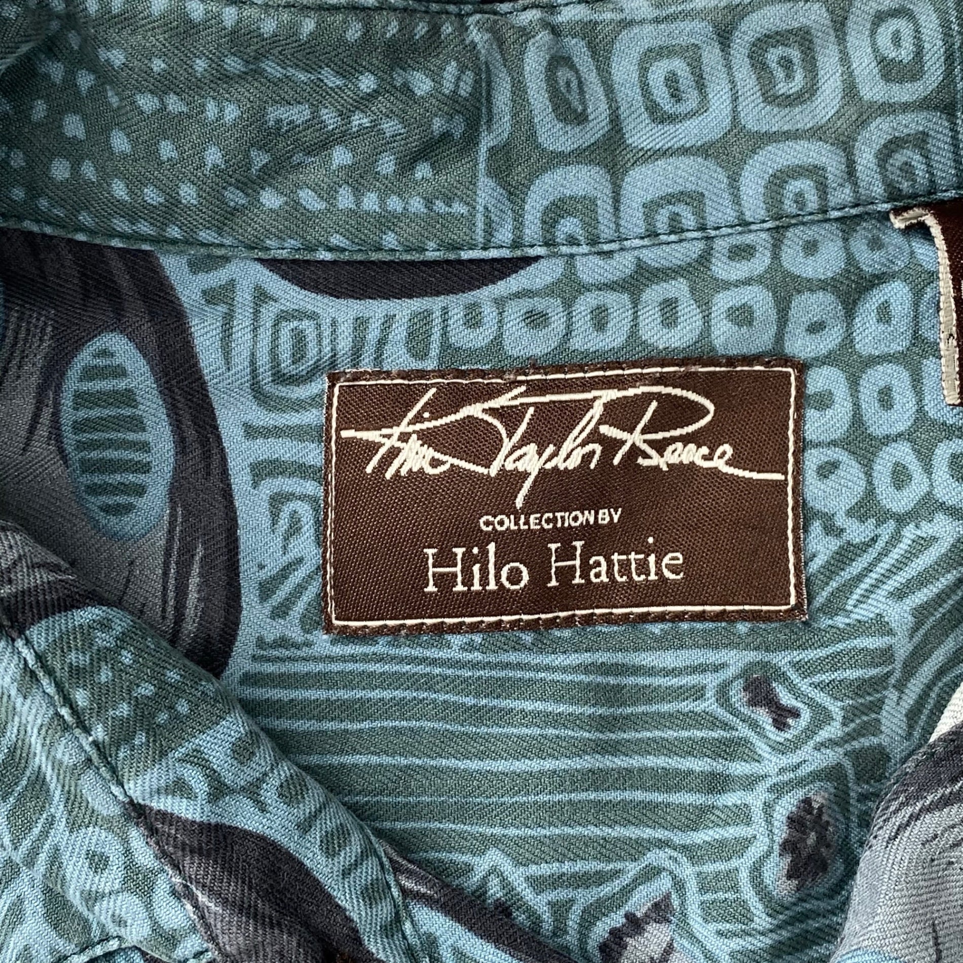 Hilo Hattie / シルク100％ アロハシャツ フラガール モンステラ SIZE：S（L程度）