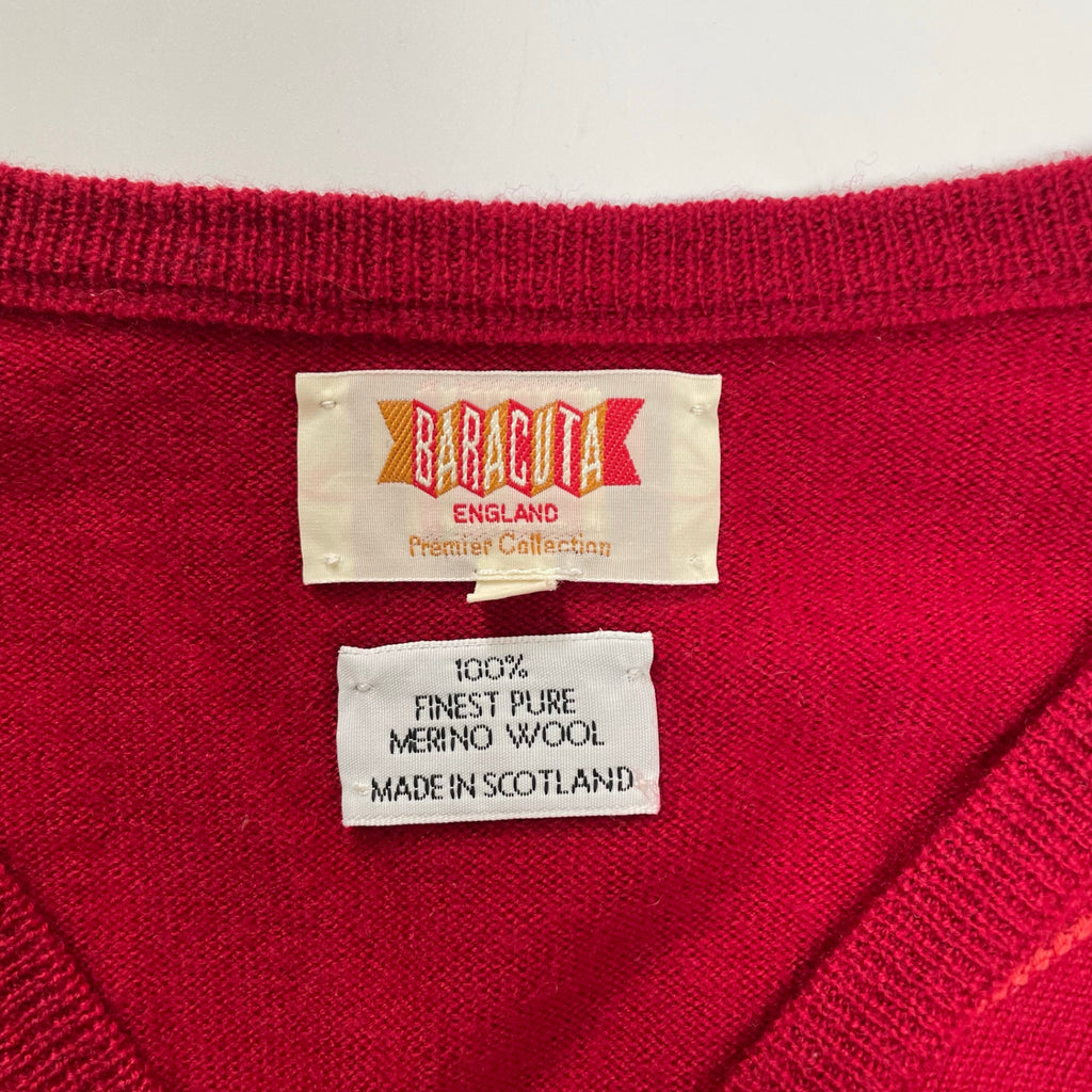 BARACUTA バラクータ / ヴィンテージMERINOアーガイルニット スコットランド製 SIZE:LL