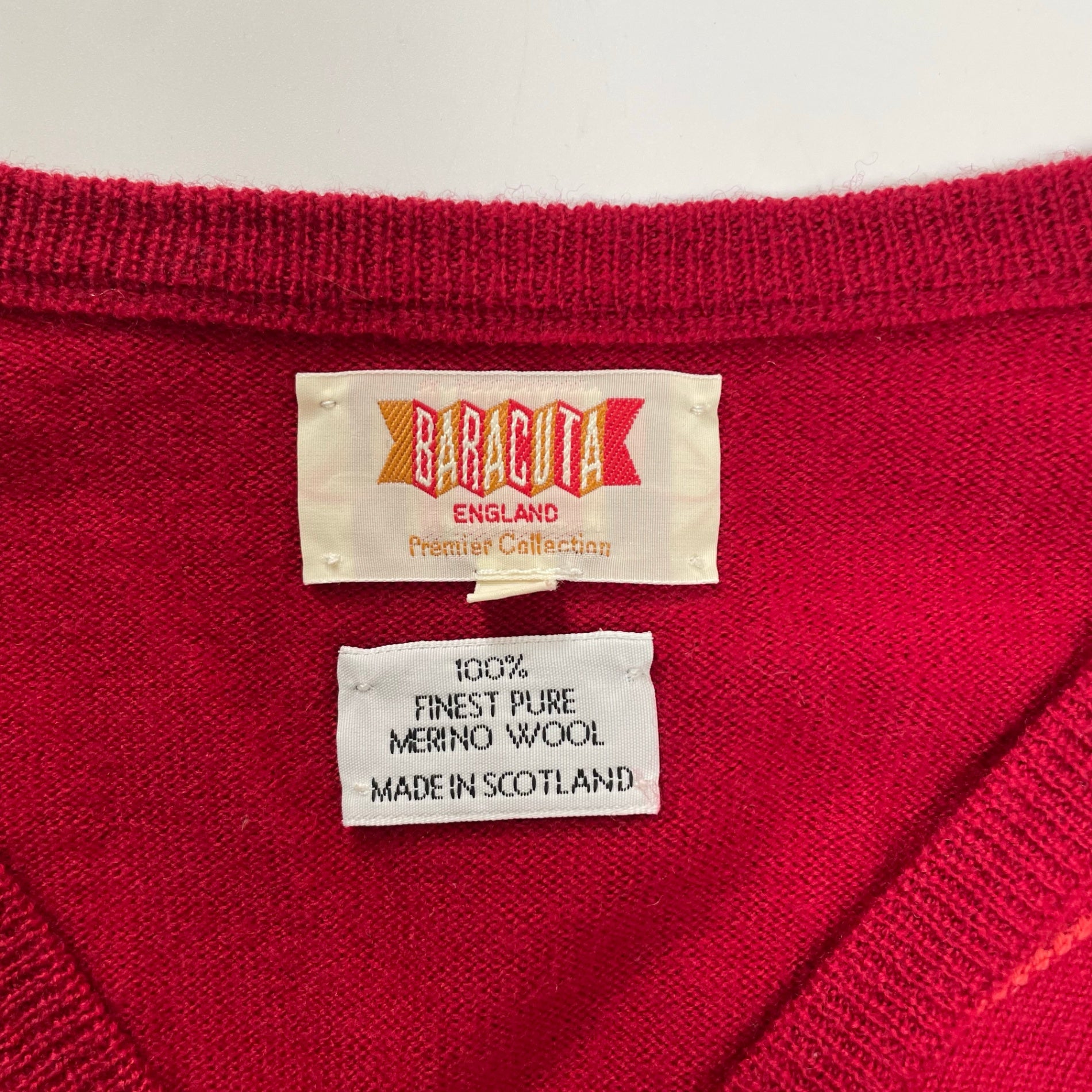 BARACUTA バラクータ / ヴィンテージMERINOアーガイルニット スコットランド製 SIZE:LL