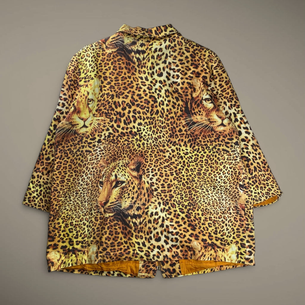 ジャーマンデザイナーズ 古着 marque noire / ヒョウ柄 ビッグシルエット ジッアップジャケット ドイツ ジャーマン SIZE：XL程度
