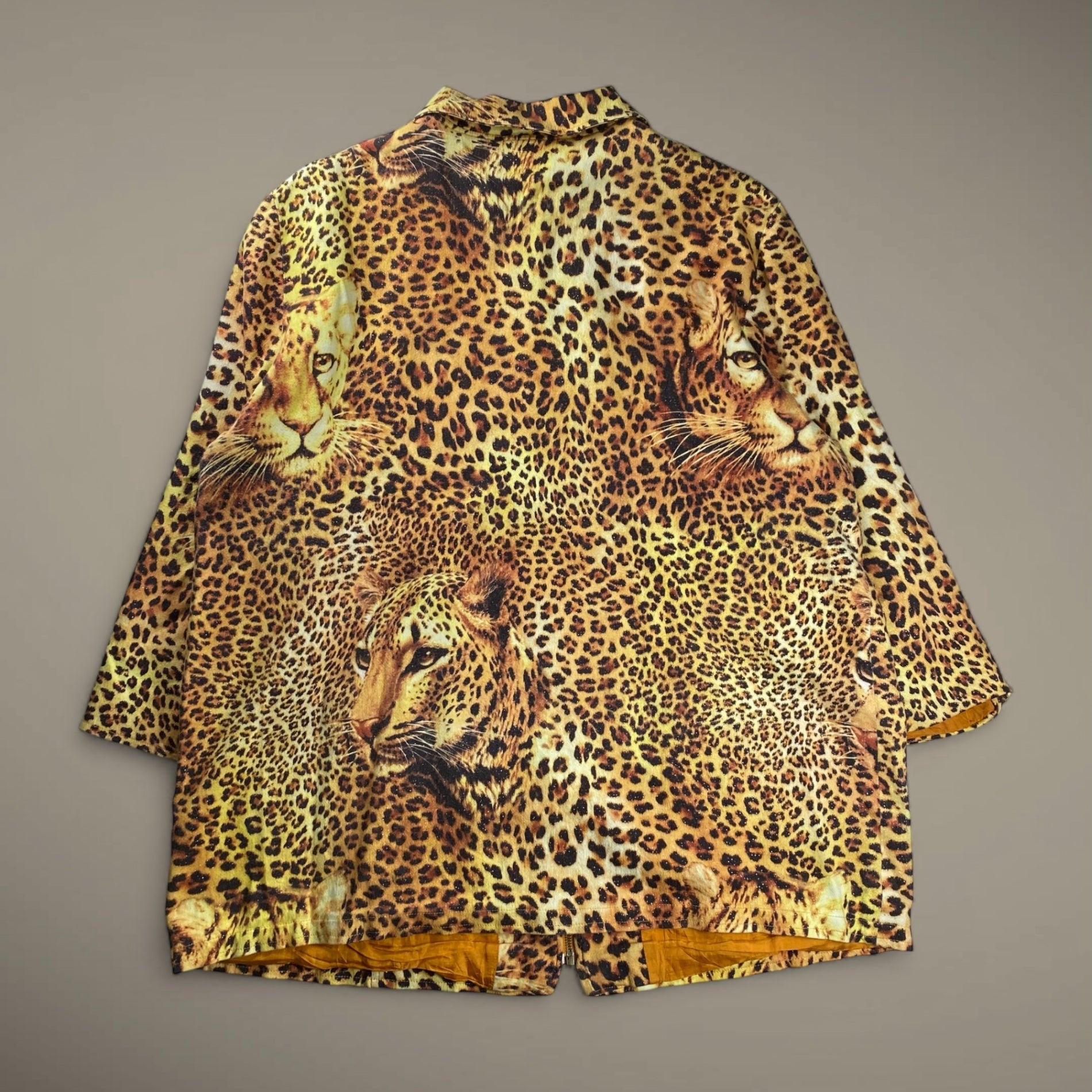 ジャーマンデザイナーズ 古着 marque noire / ヒョウ柄 ビッグシルエット ジッアップジャケット ドイツ ジャーマン SIZE：XL程度