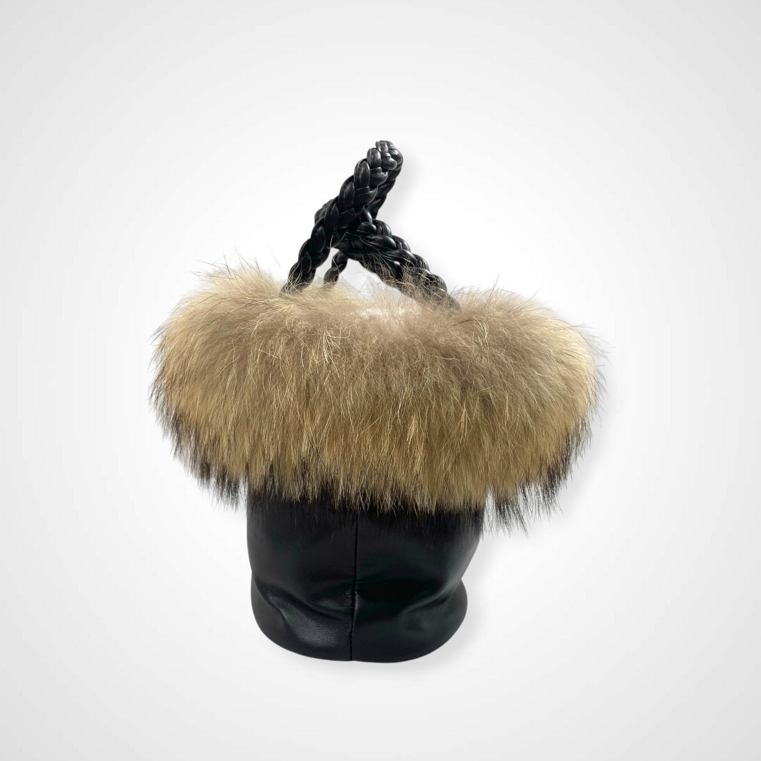 Leilian レリアン / レザー×ファーバケツバッグ ブラウン