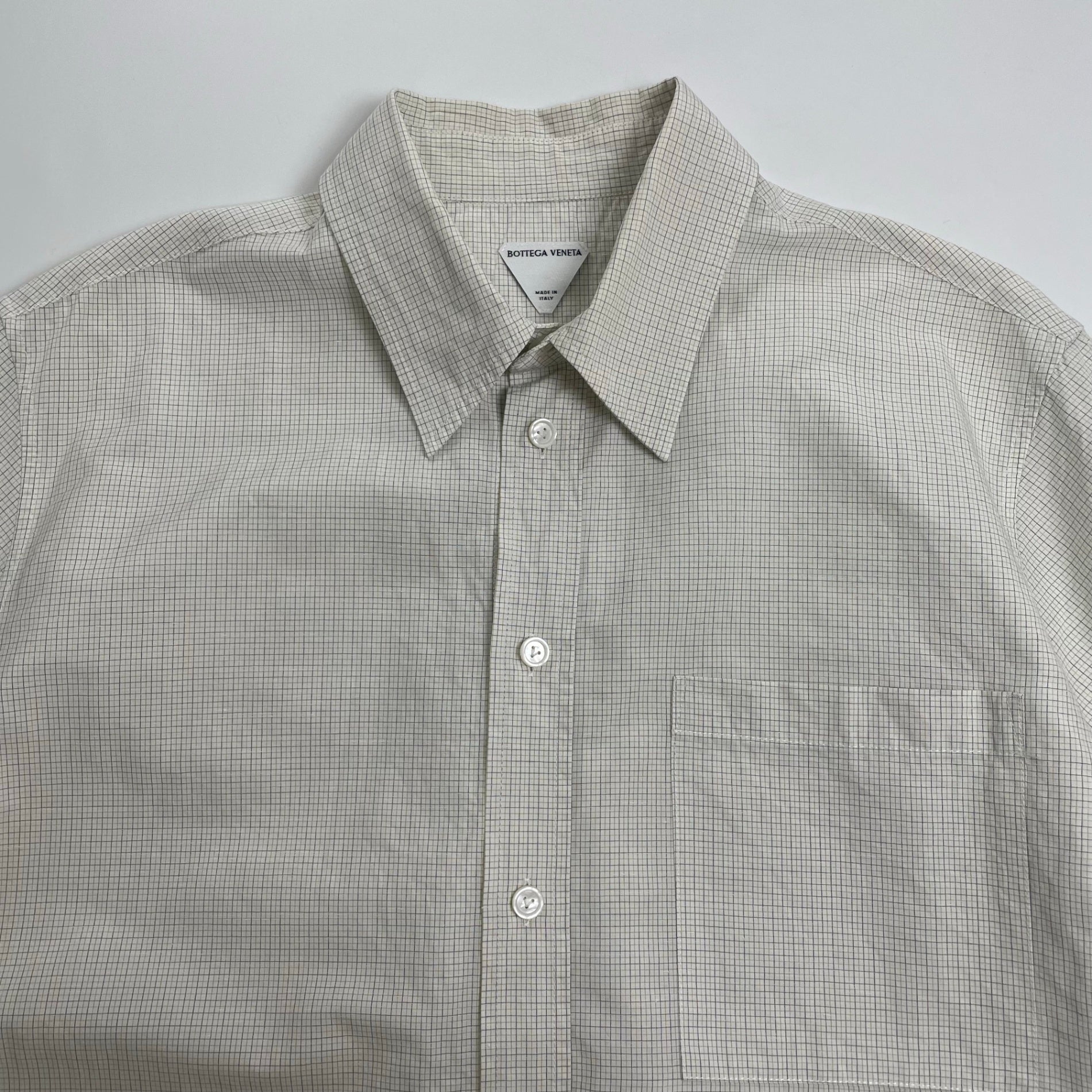 BOTTEGA VENETA ボッテガ ヴェネタ / Checked Cotton And Linen Shirt 参考定価：130,000程度 SIZE：46