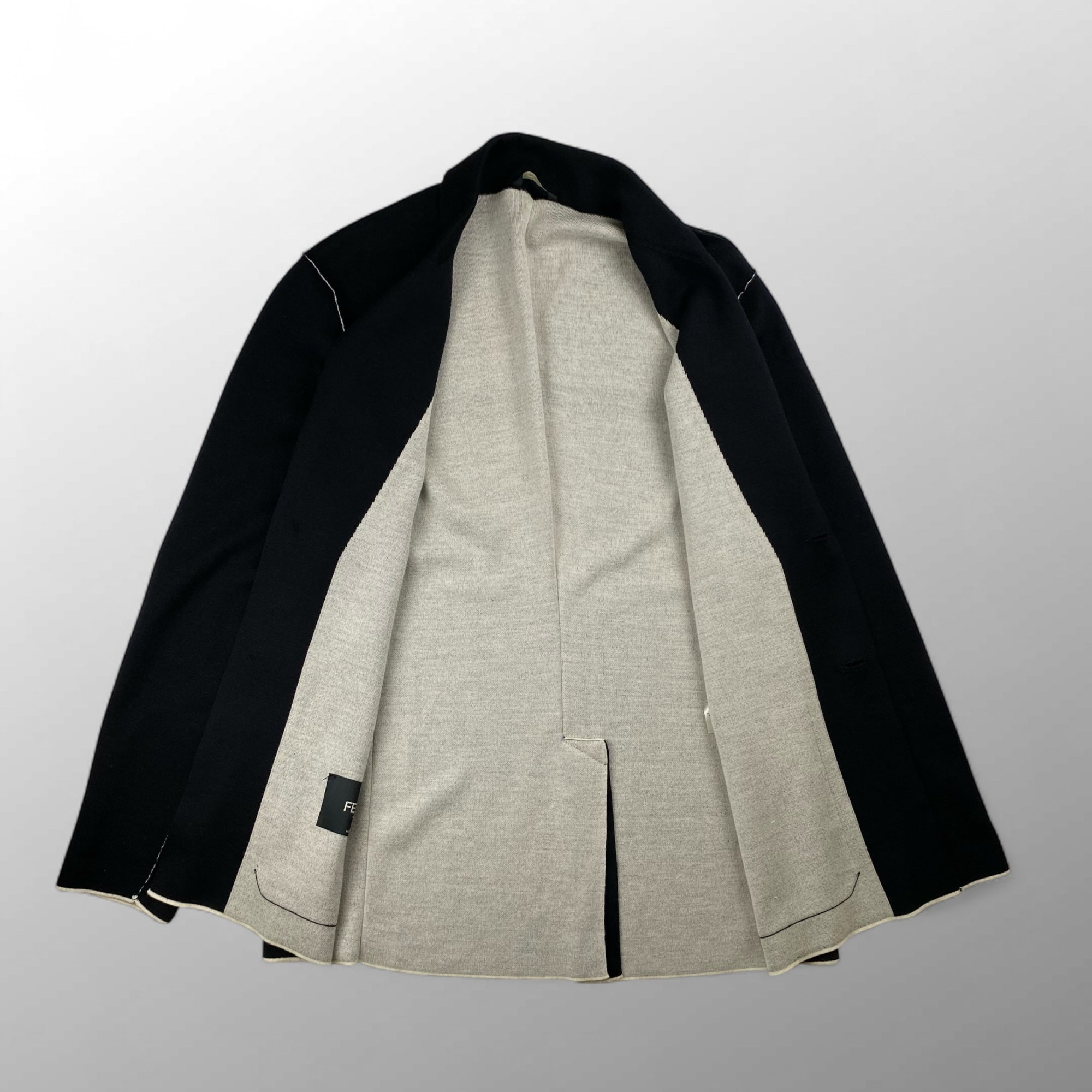 FENDI フェンディ / ニット バイカラー ジャガード ジャケット MADE IN ITALY SIZE:48（L程度）