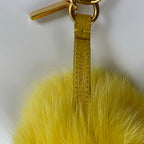 FENDI フェンディ / フォックスファー ポンポンチャーム イエロー 箱付 美品 参考定価：100,000程度