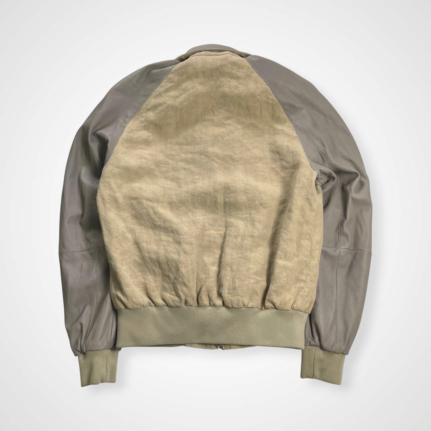 GIORGIO ARMANI ジョルジオ アルマーニ / ラムレザー×リネン 異素材MIX ハリントンジャケット ブルゾン G9タイプ 参考定価：300,000程度 SIZE:46