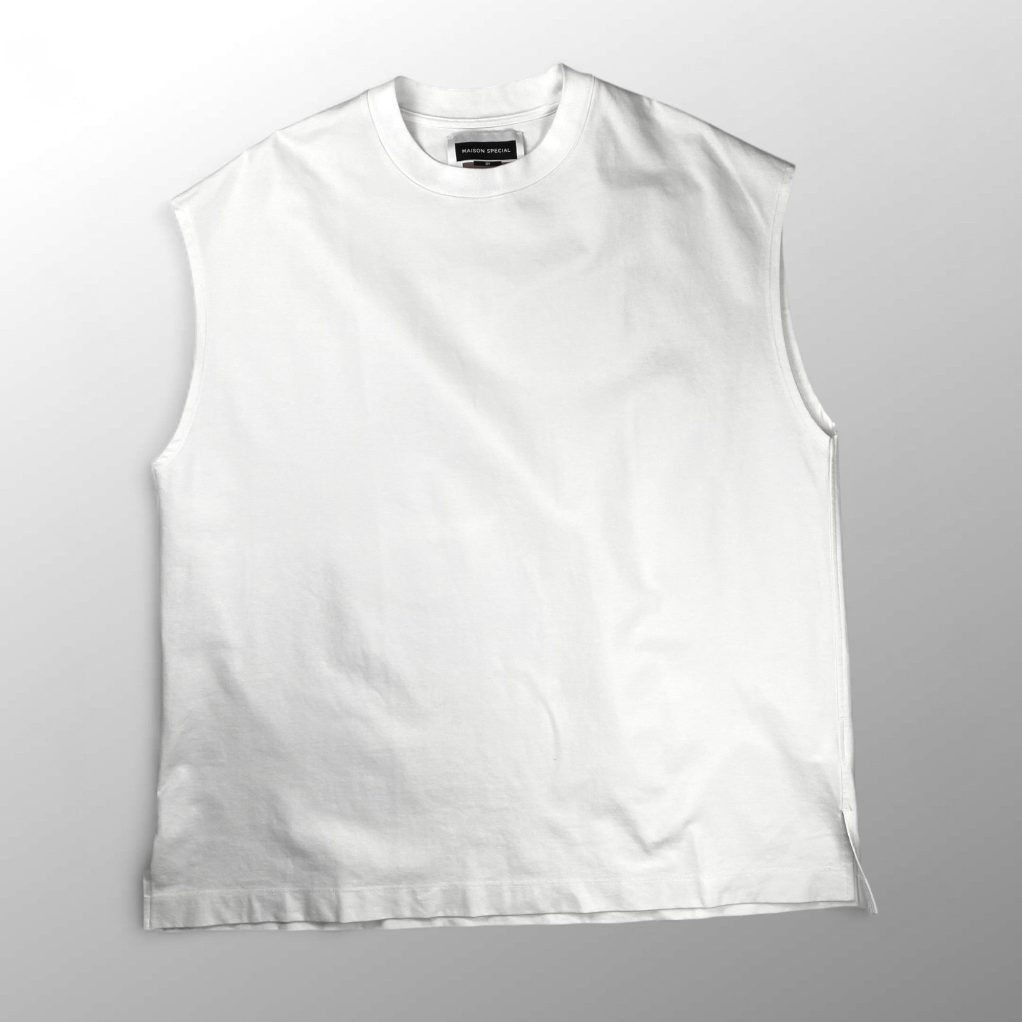 MAISON SPECIAL メゾンスペシャル / スマッシングポンチプライムプルオーバーノースリーブ ホワイト SIZE:01(L程度)
