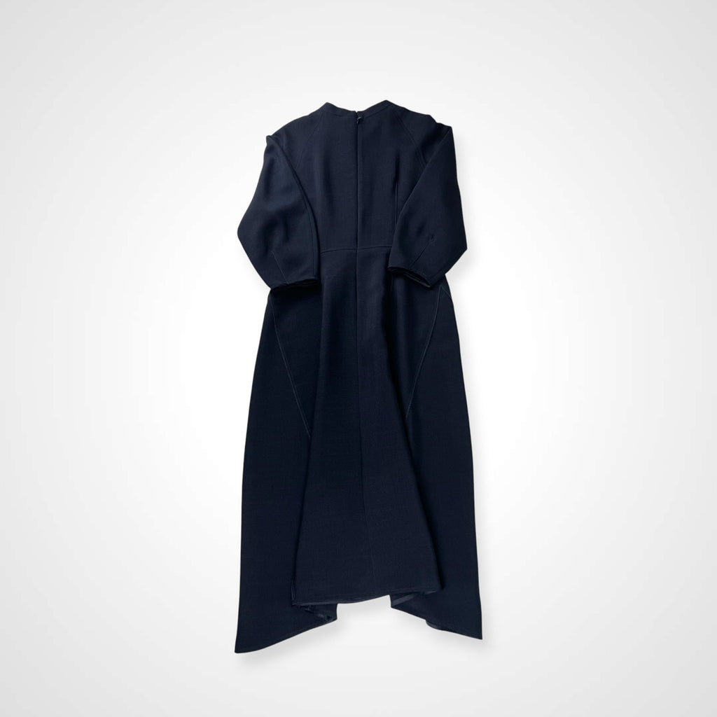 SHIPS any シップスエニィ / ダブルクロスAラインシャツワンピース ネイビー 未使用 参考定価：13,600+tax SIZE：FREE