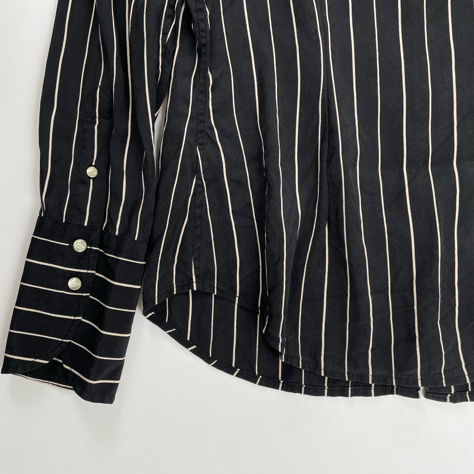 LAUREN RALPH LAUREN ローレン ラルフローレン / シルクストライプシャツ SIZE：6