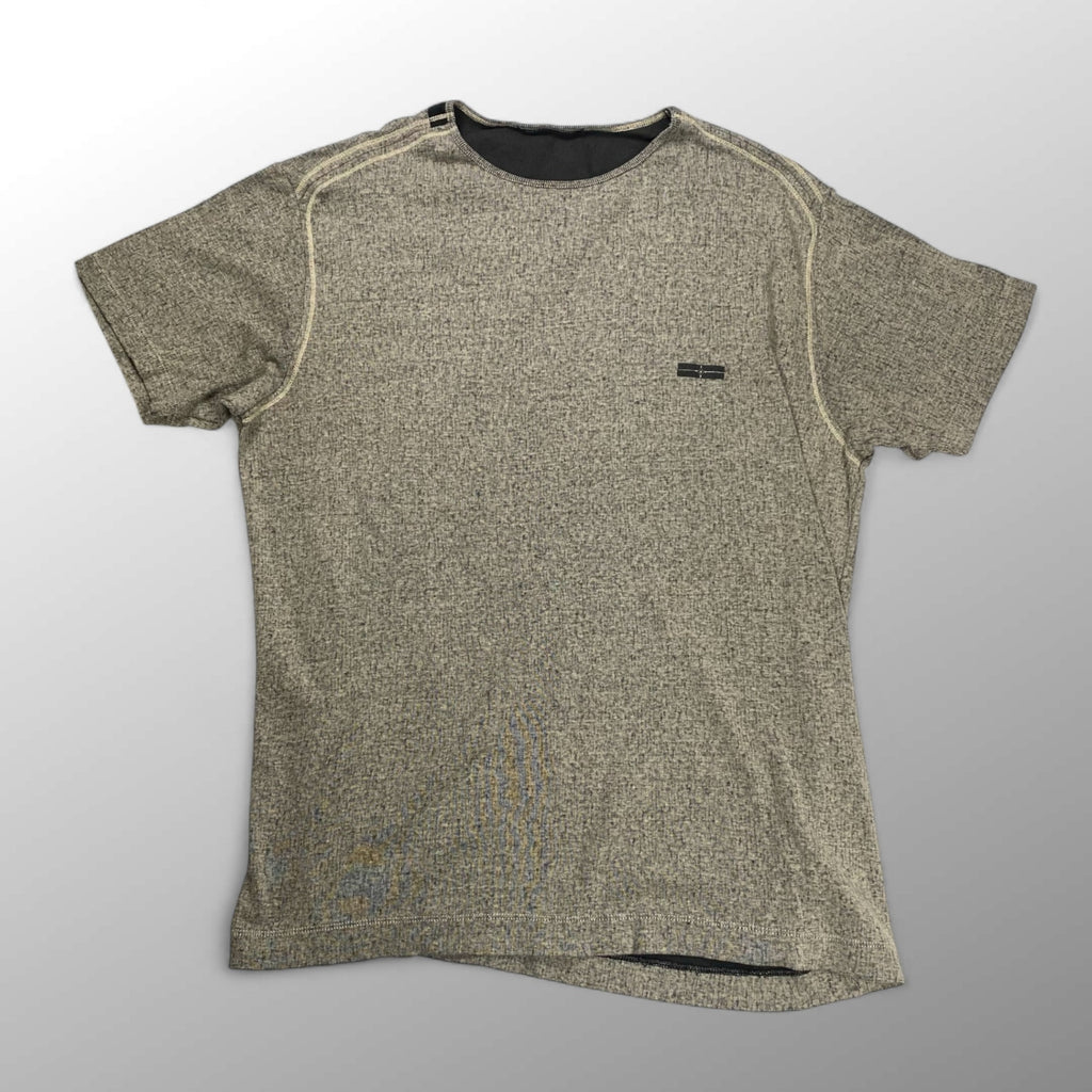 STONE ISLAND denims ストーンアイランド デニム / コットンリネンシームデザインTEE ロゴ グレー×ブラック SIZE:XL