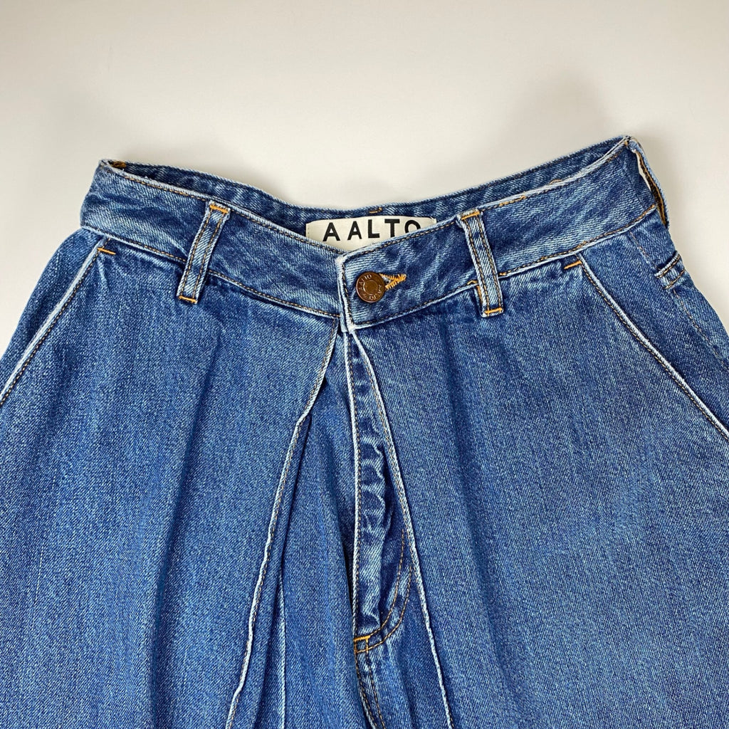 AALTO アールト / Jean with pleats ワイド デニムパンツ カットオフ SIZE:36