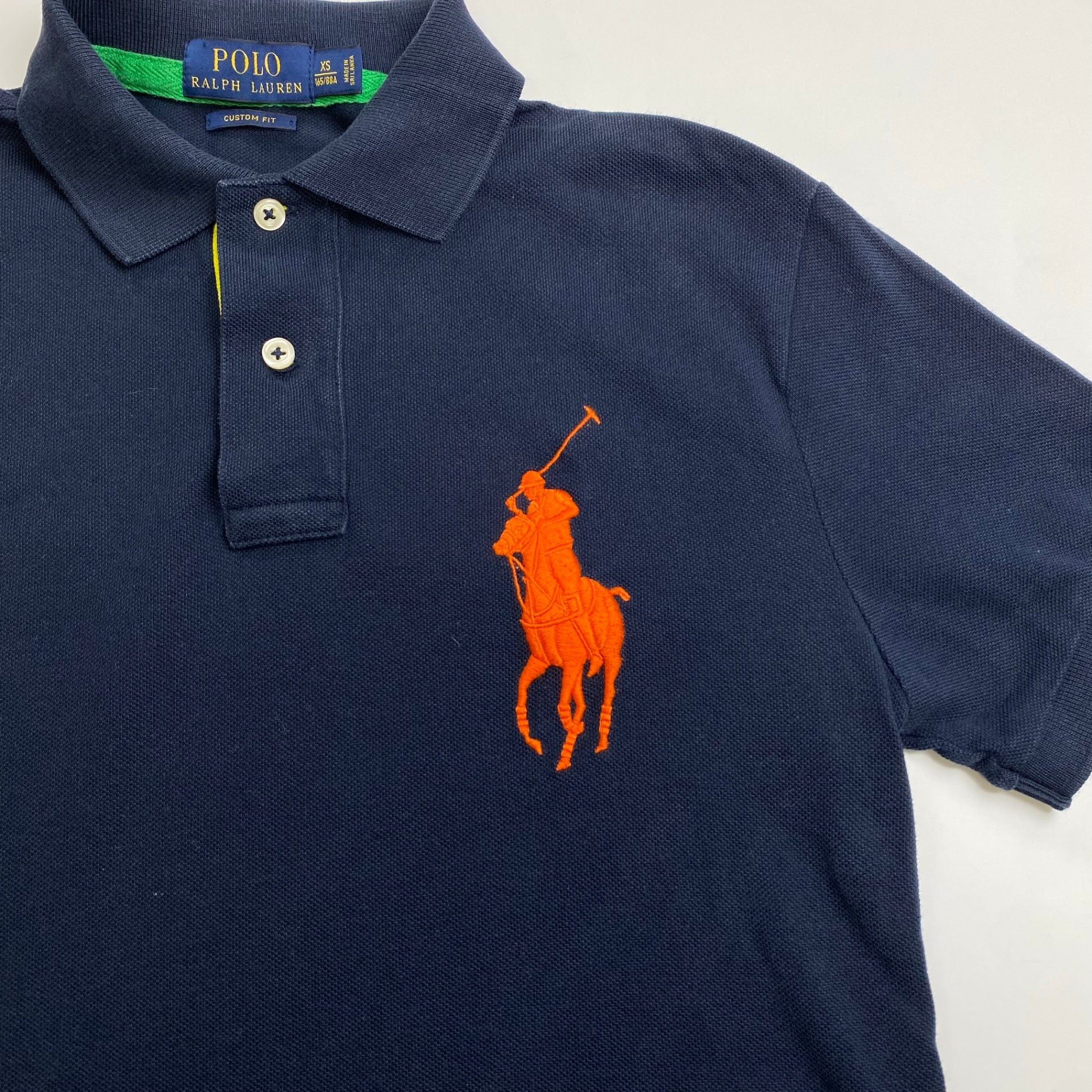 POLO RALPH LAUREN ポロ ラルフローレン / ポロシャツ ビッグポニー ネイビー オレンジ 参考定価：16,500程度 SIZE：XS