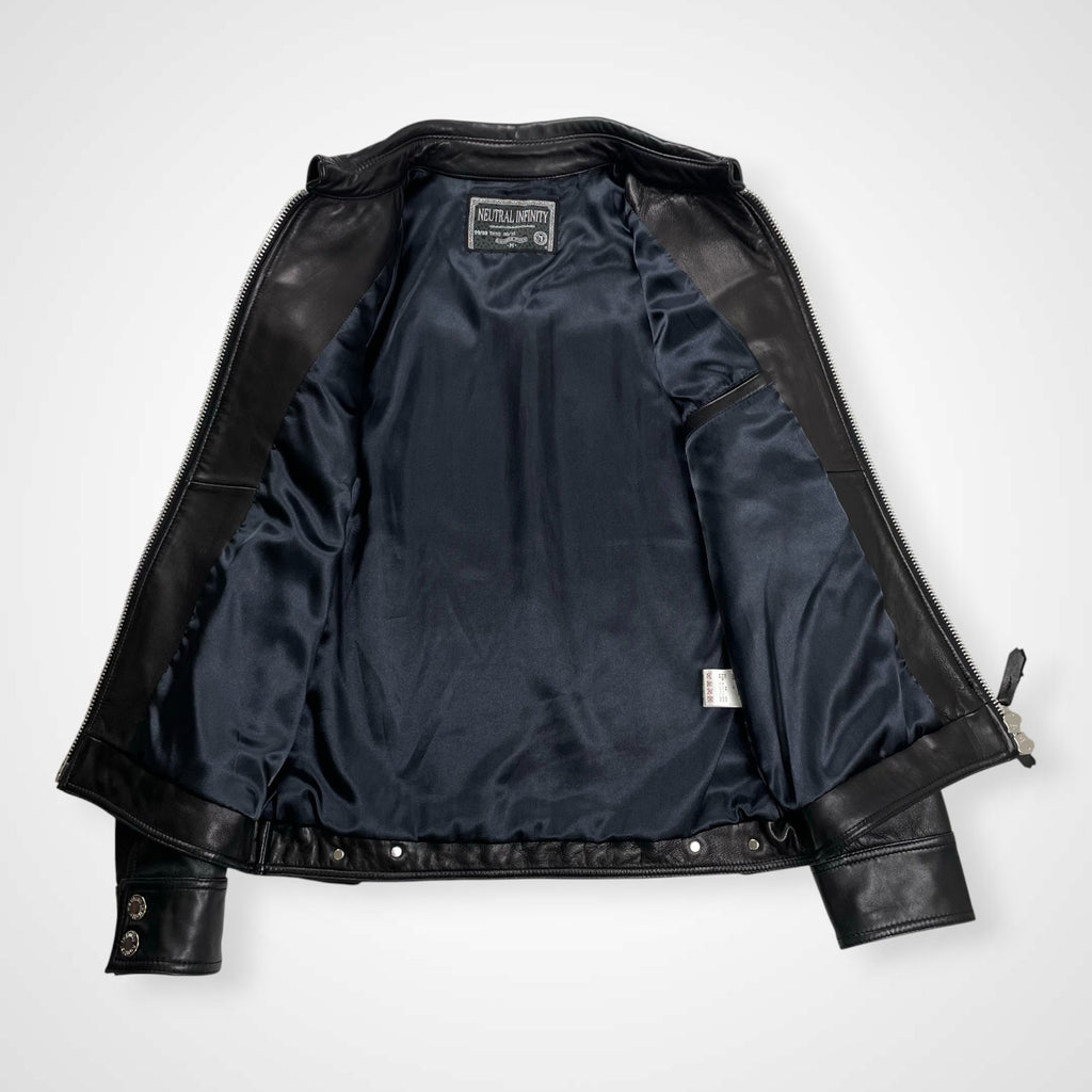 NEUTRAL INFINITY ニュートラルインフィニティ JACKROSE ジャックローズ / レザートラッカージャケット ブラック 参考定価：40,000程度 SIZE:M