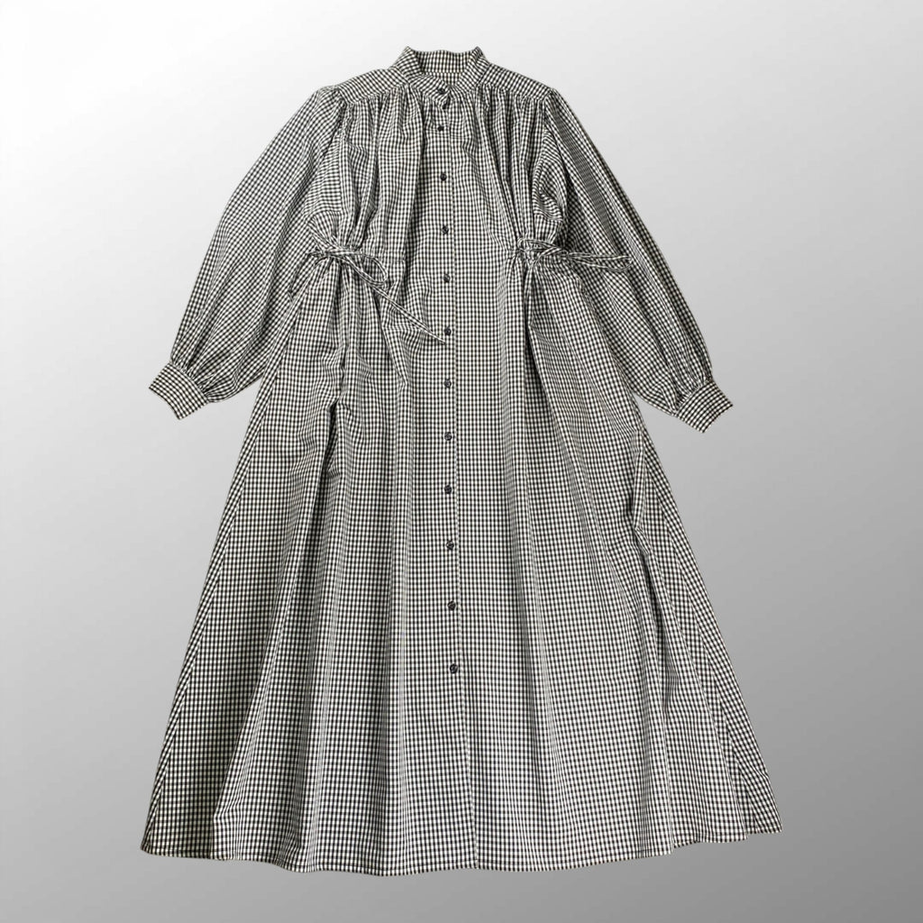 【美品】 AKTE アクテ / サイドコードロングシャツワンピース チェック柄 参考定価：18,000+tax  SIZE：FREE