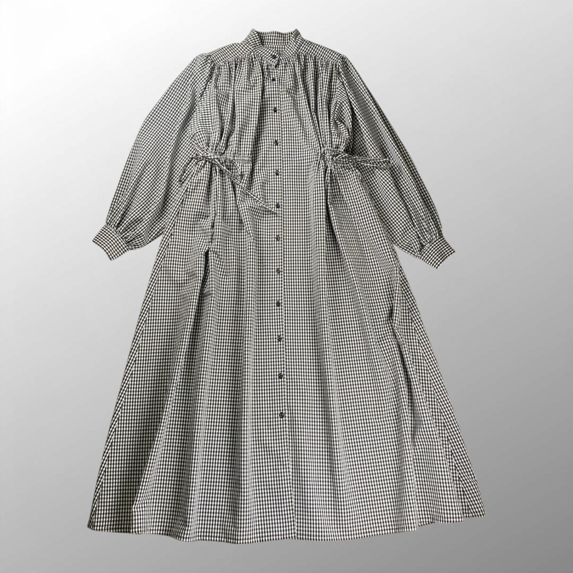 【美品】 AKTE アクテ / サイドコードロングシャツワンピース チェック柄 参考定価：18,000+tax  SIZE：FREE