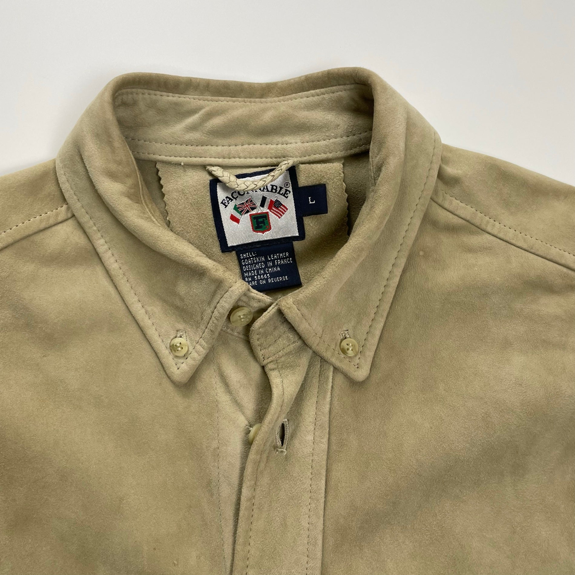 VINTAGE ヴィンテージ FACONNABLE / 古着 ゴートレザーシャツ ボタンダウン SIZE:L